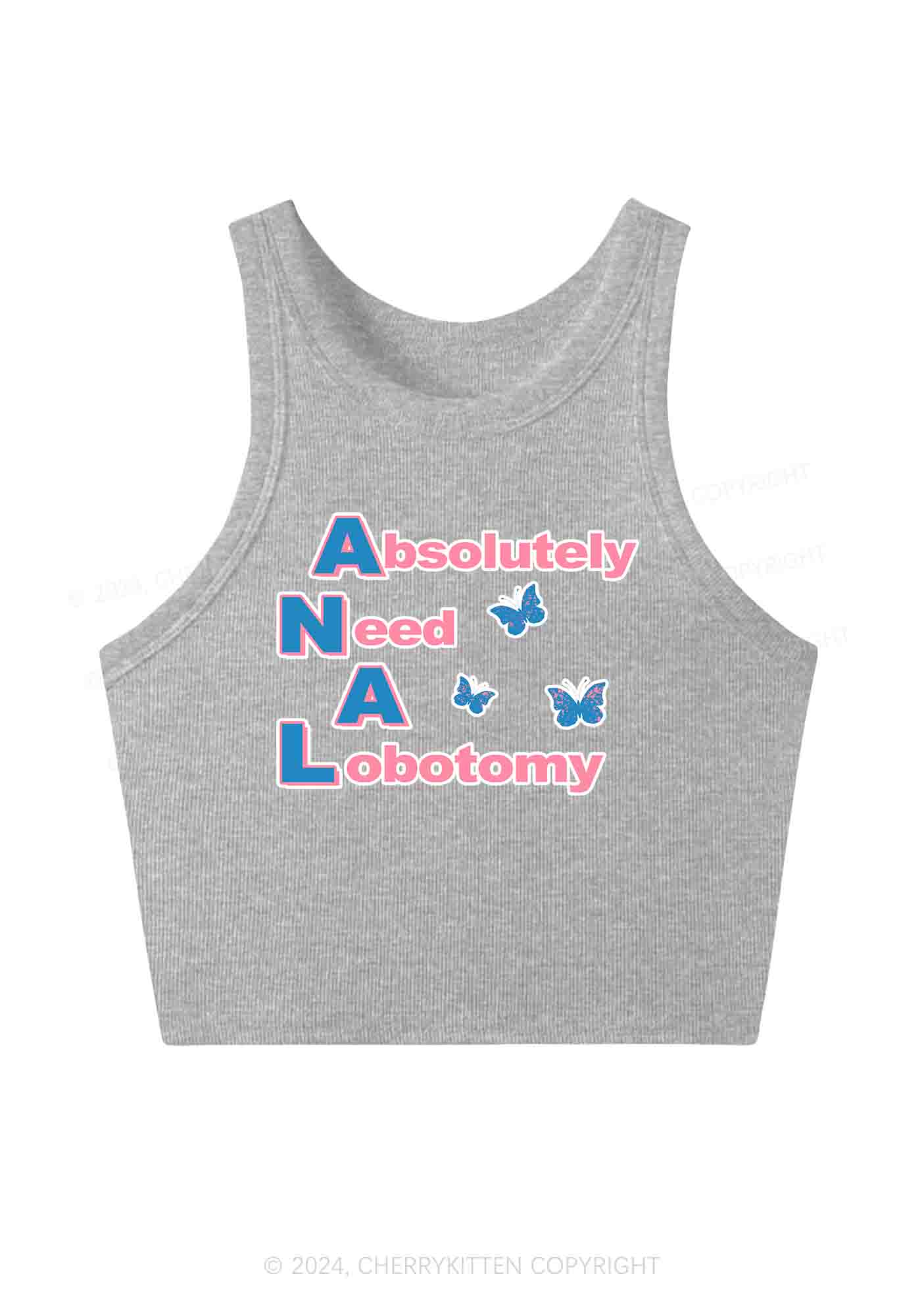 Absolutely Need A Lobotomy Y2K Crop Tank Top Cherrykitten
