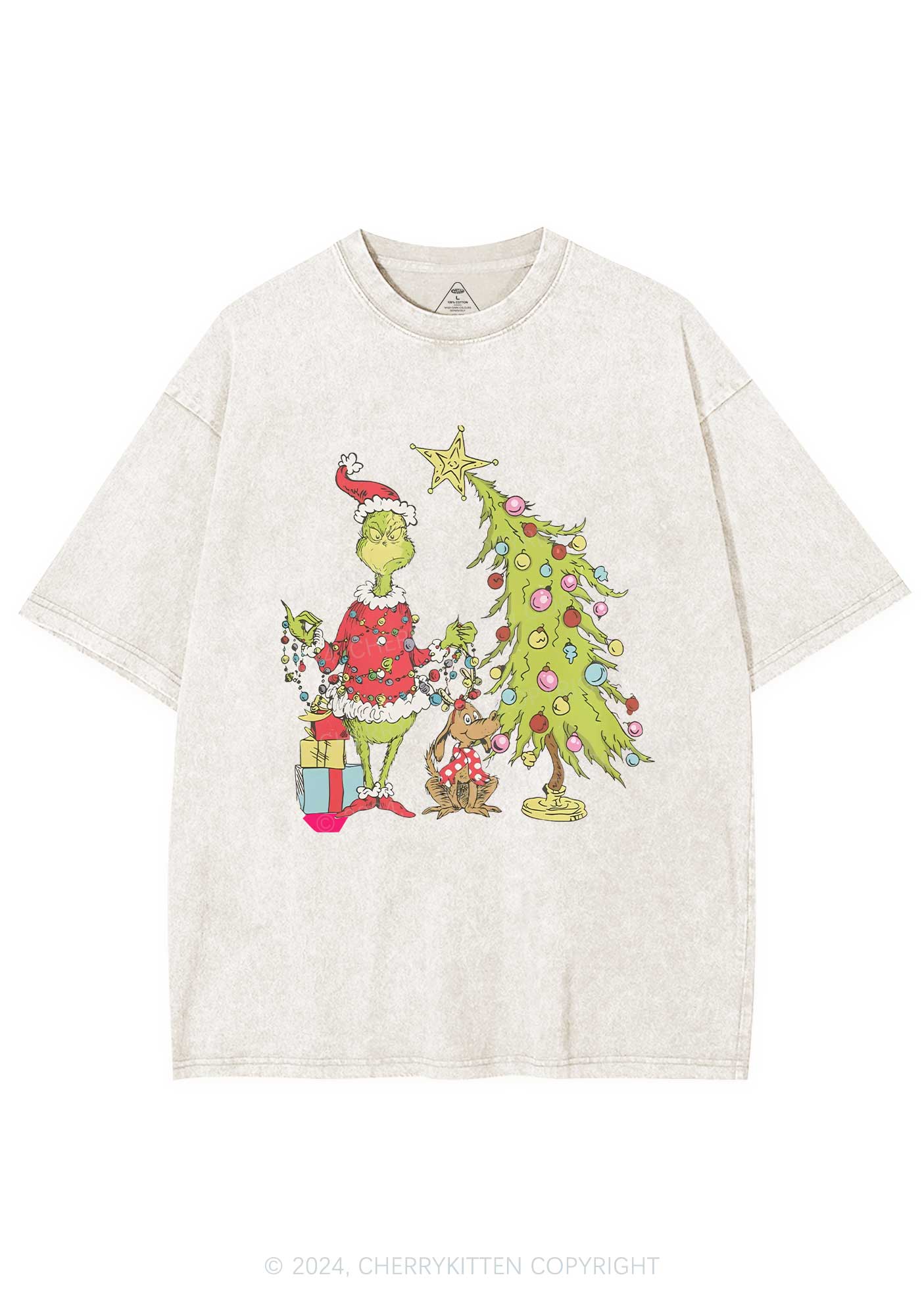 Christmas Tree Gift Y2K Washed Tee Cherrykitten