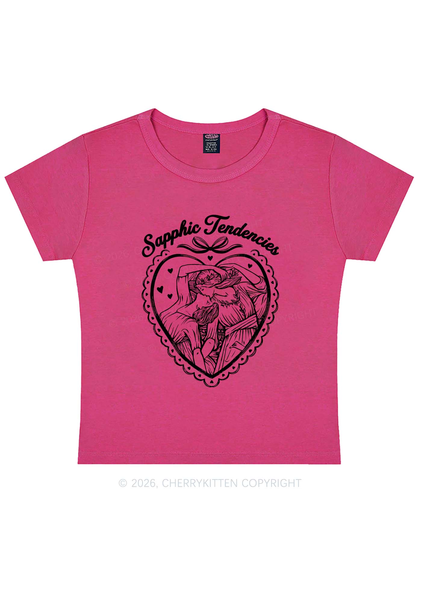 Sapphic Tendencies Art Pride Y2K Baby Tee Cherrykitten