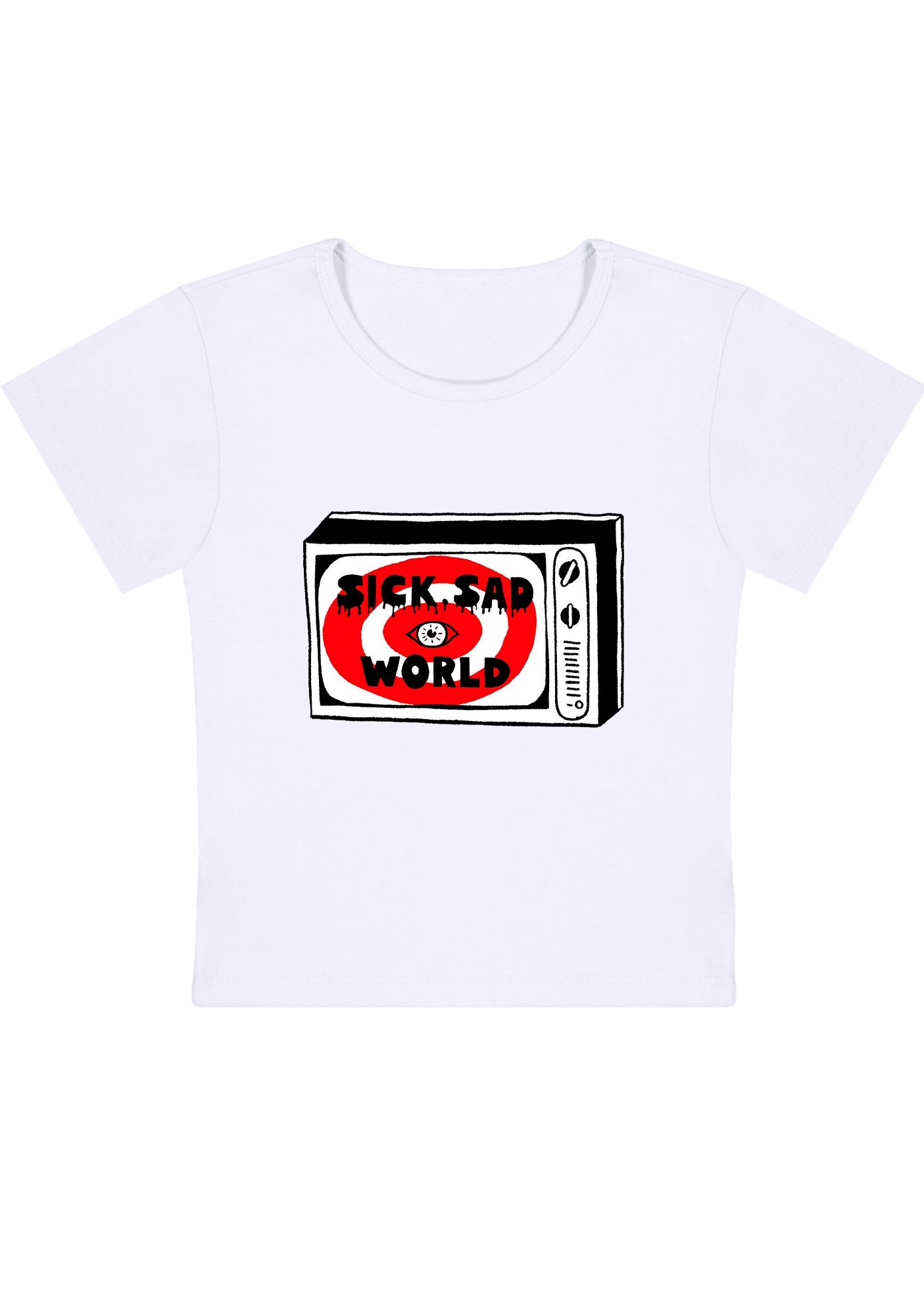 Curvy Sick Sad World Eyes Baby Tee