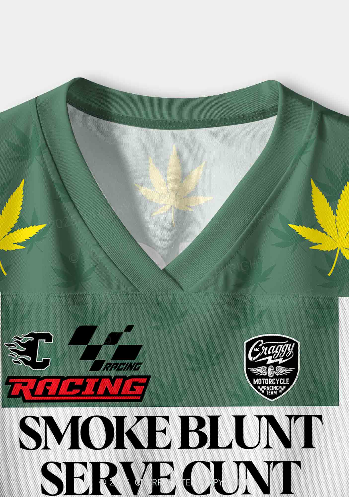 Custom Green Racing Smoke Blunt Y2K Crop Sport Jersey Shirts Cherrykitten
