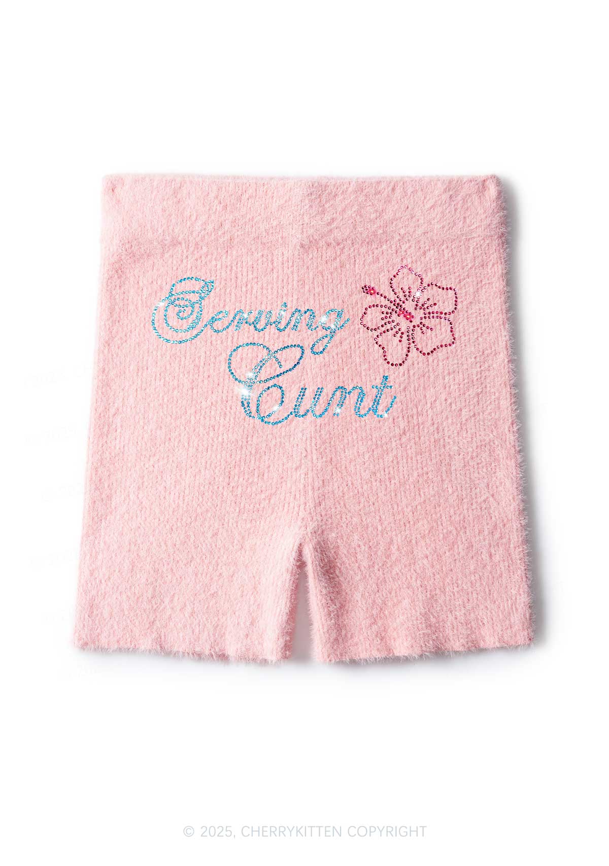 Rhinestone Serving Cxxt Y2K Fluffy Shorts Cherrykitten