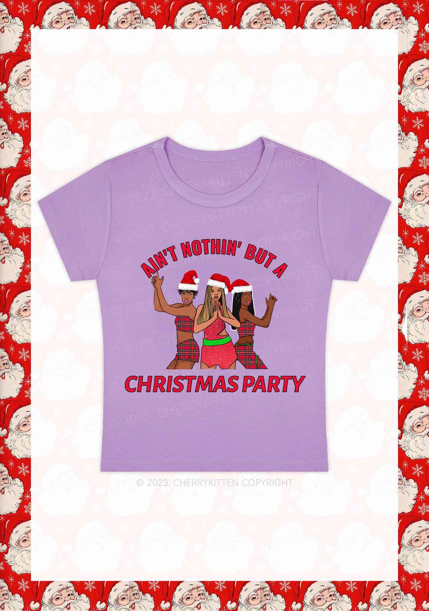 Ain't Nothin' But A Christmas Party Y2K Baby Tee Cherrykitten