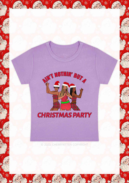 Ain't Nothin' But A Christmas Party Y2K Baby Tee Cherrykitten