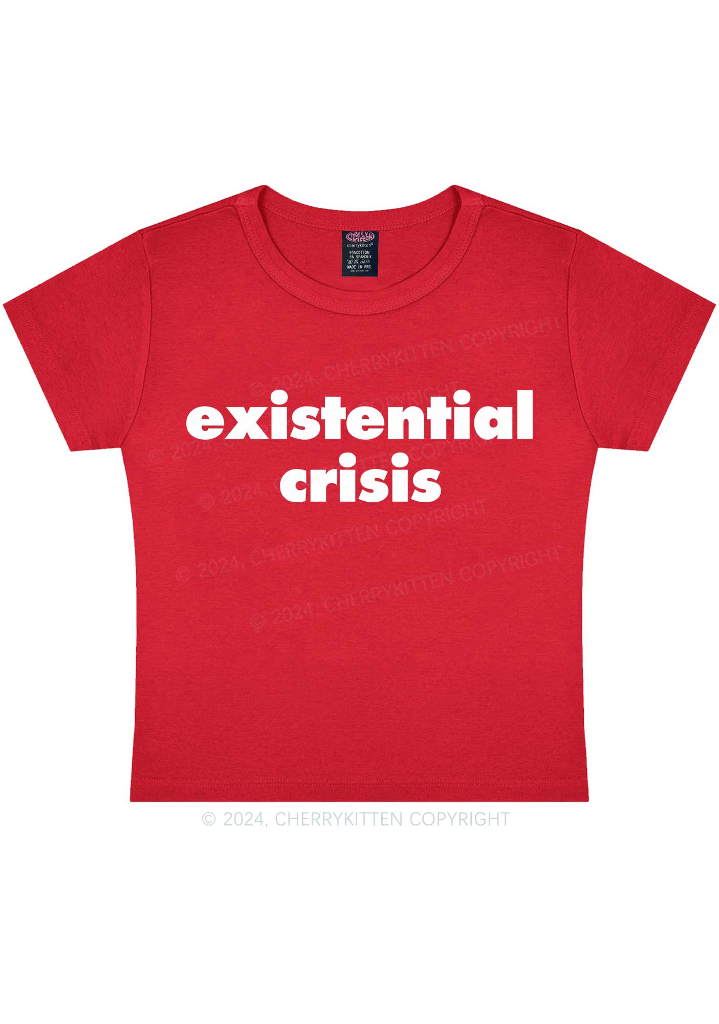 Pink Existential Crisis Y2K Baby Tee Cherrykitten