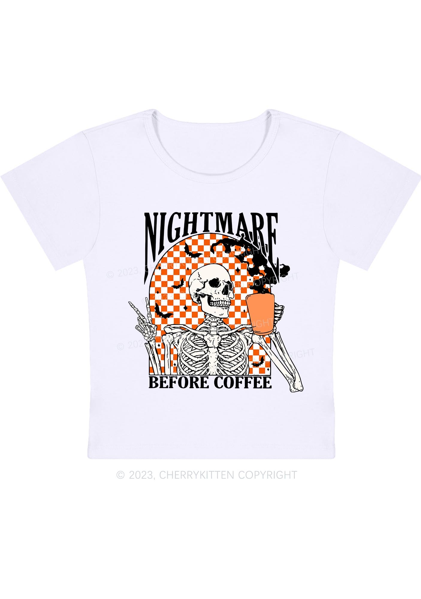 Halloween Nightmare Before Coffee Baby Tee Cherrykitten