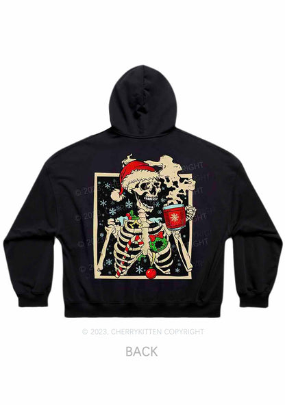 Merry Christmas Skeleton Y2K Hoodie Cherrykitten