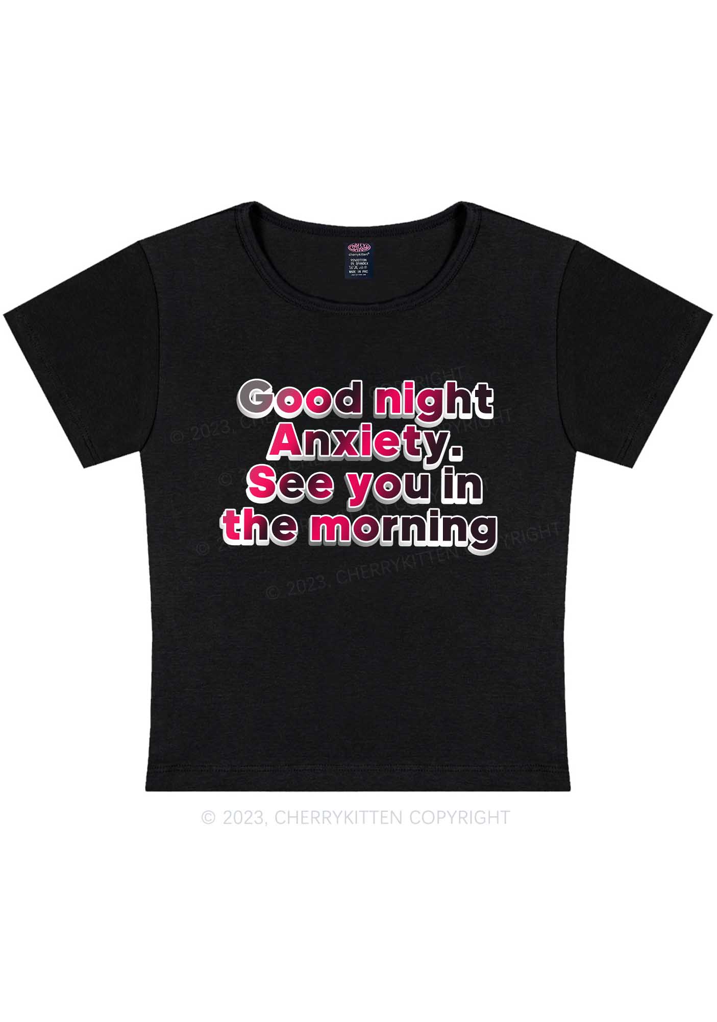 Curvy Good Night Anxiety See You Morning Y2K Baby Tee Cherrykitten