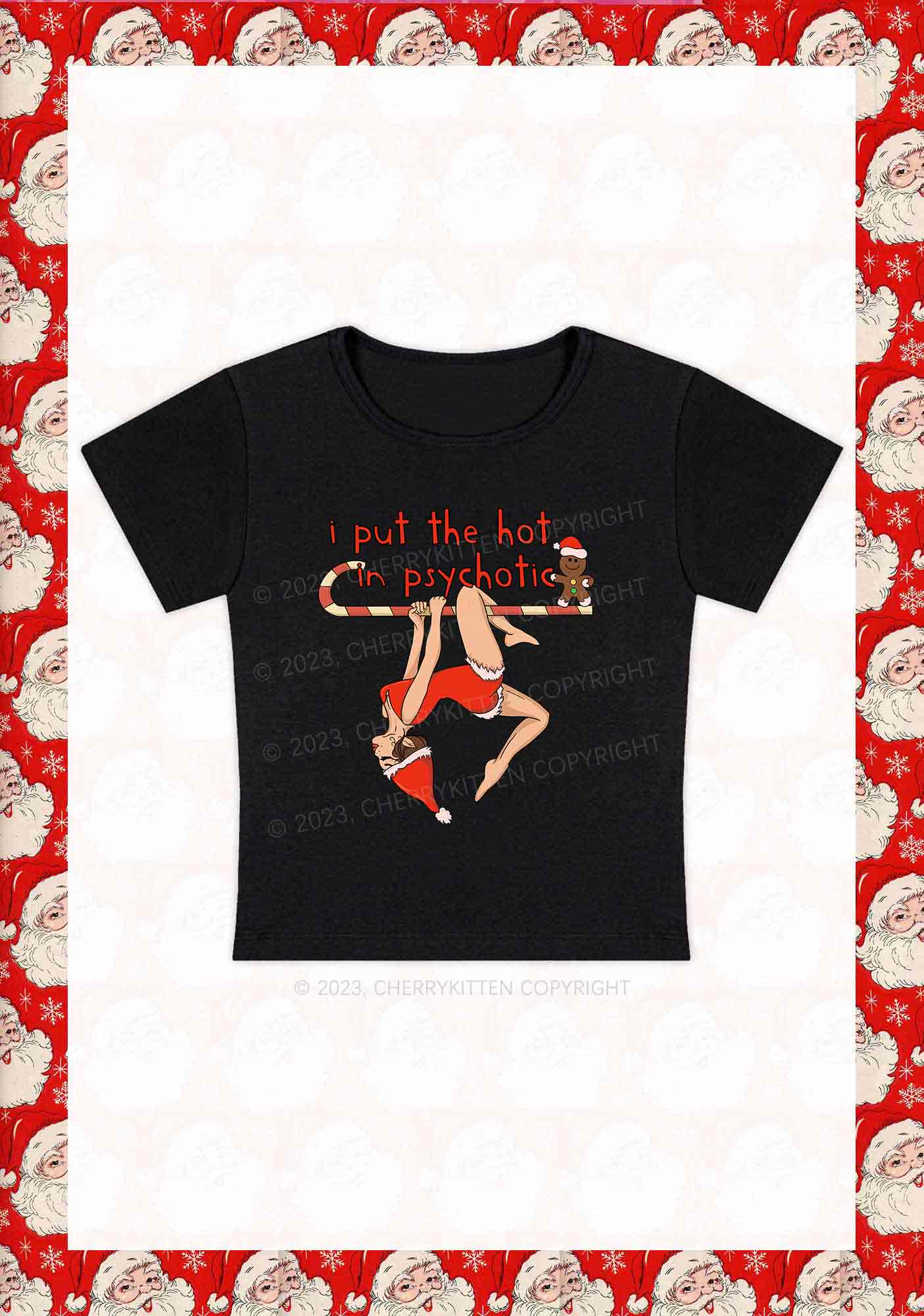 Christmas Yoga Girl Y2K Baby Tee Cherrykitten