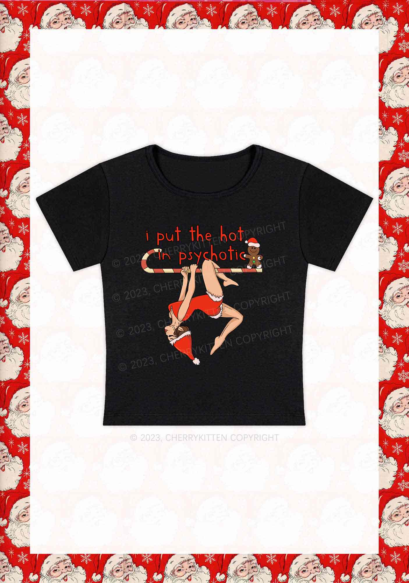 Christmas Yoga Girl Y2K Baby Tee Cherrykitten