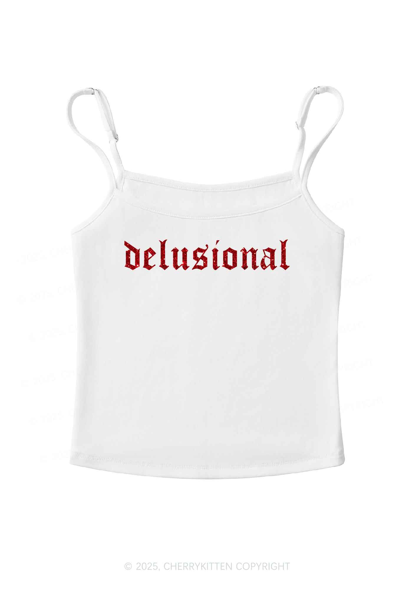 Glitter Delusional Y2K Spaghetti Strap Cami Cherrykitten