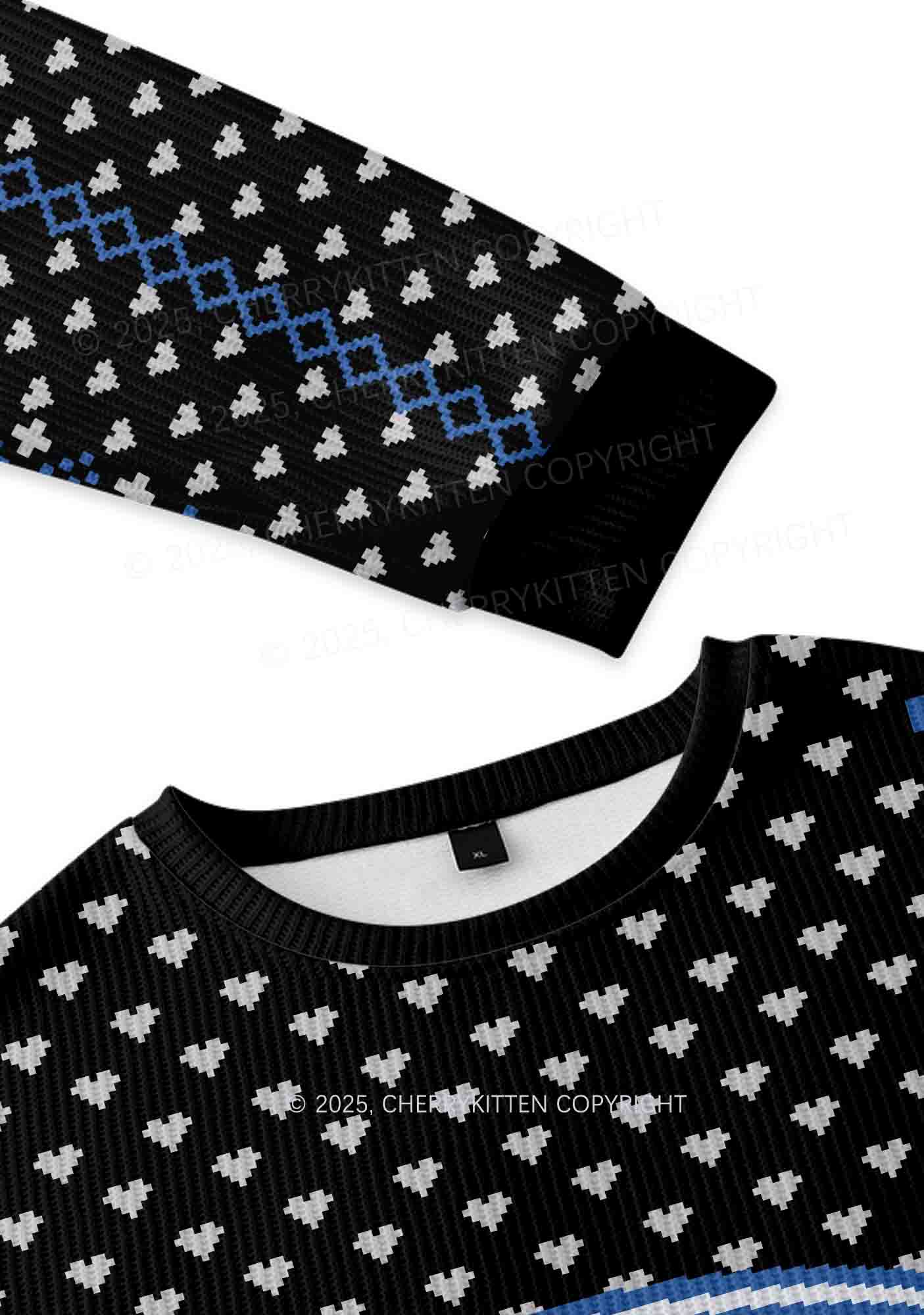 Blue Faggot Pride Y2K Knit Sweatshirt Cherrykitten