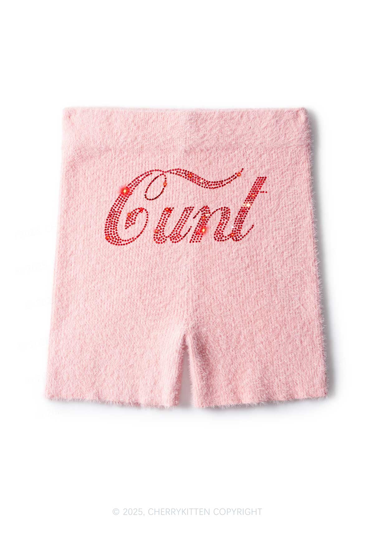 Rhinestone Special Cxxt Y2K Fluffy Shorts Cherrykitten