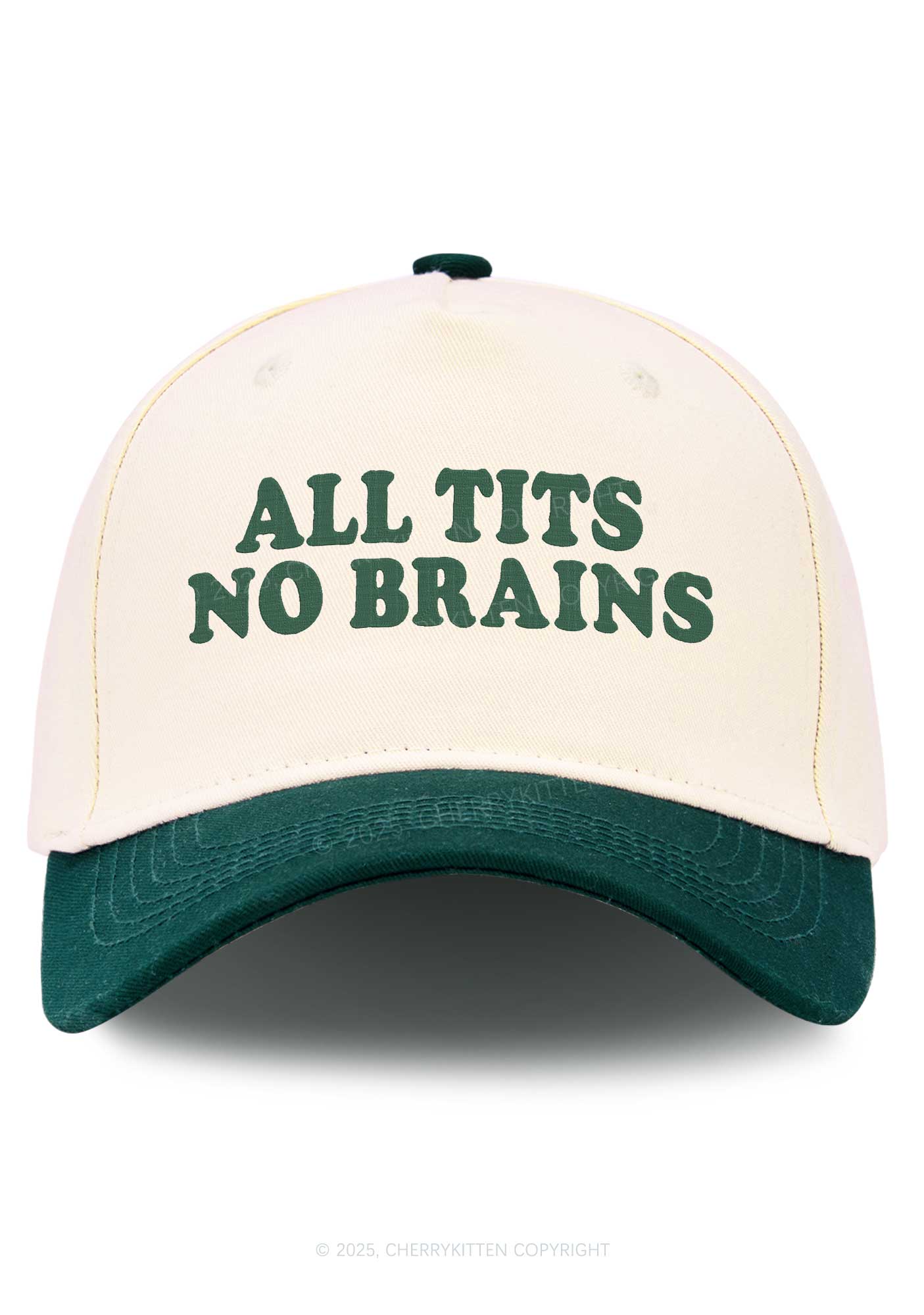 Embroidered All Txts No Brains Y2K Color Block Baseball Cap Cherrykitten