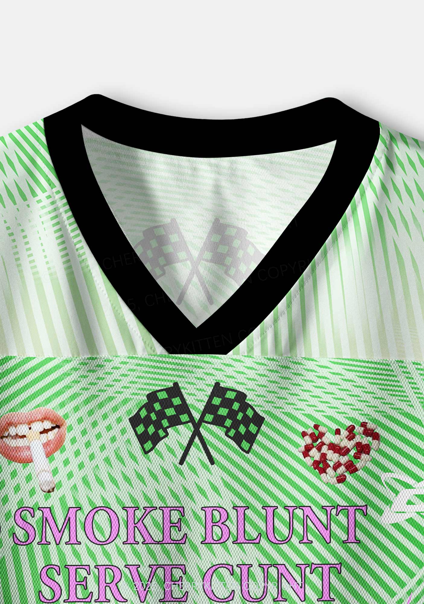 Custom Green Smoke Blunt Y2K Crop Sport Jersey Shirts Cherrykitten