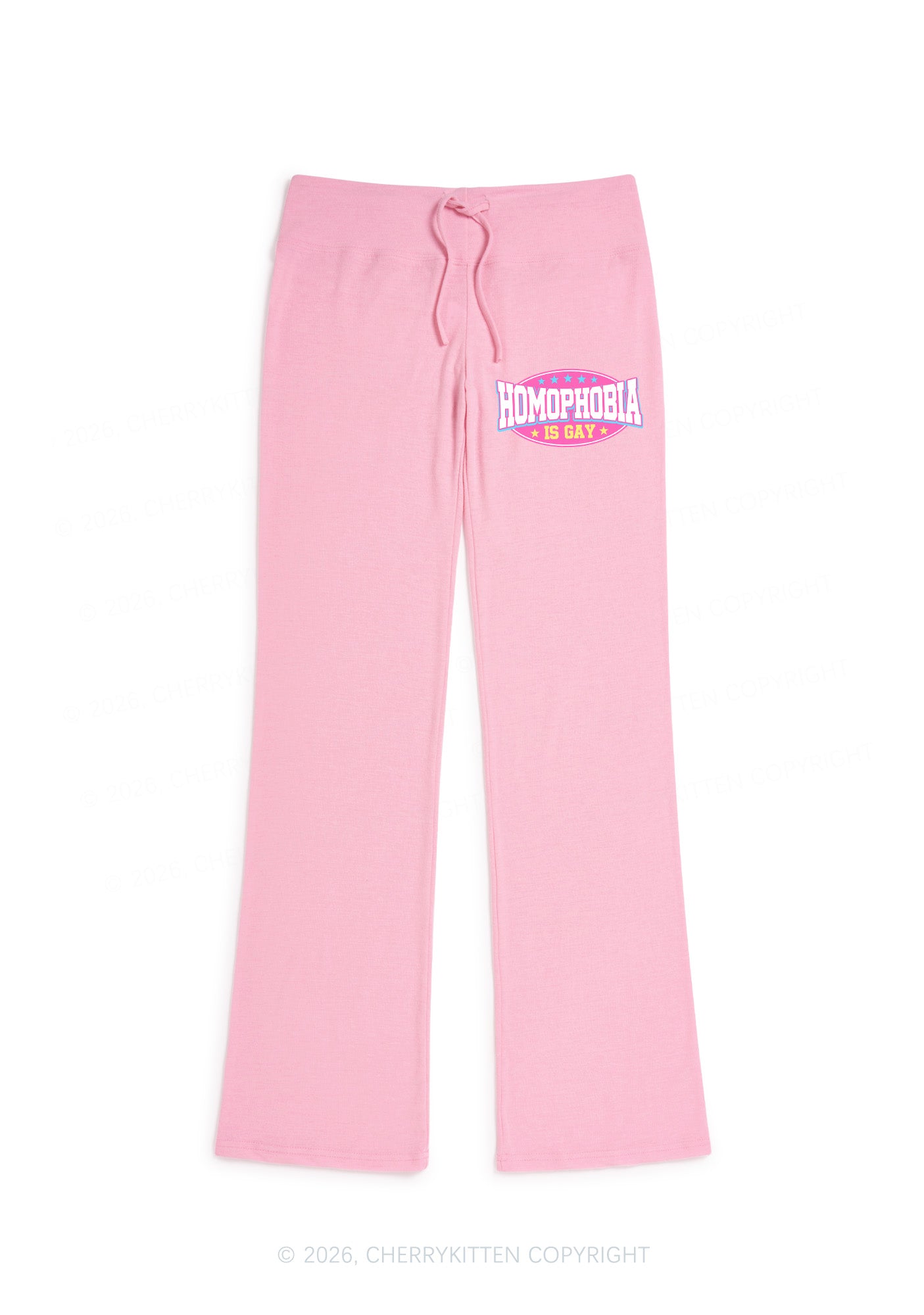 Homophobia Is Gay Pride Y2K Low Rise Drawstring Flare Pants Cherrykitten