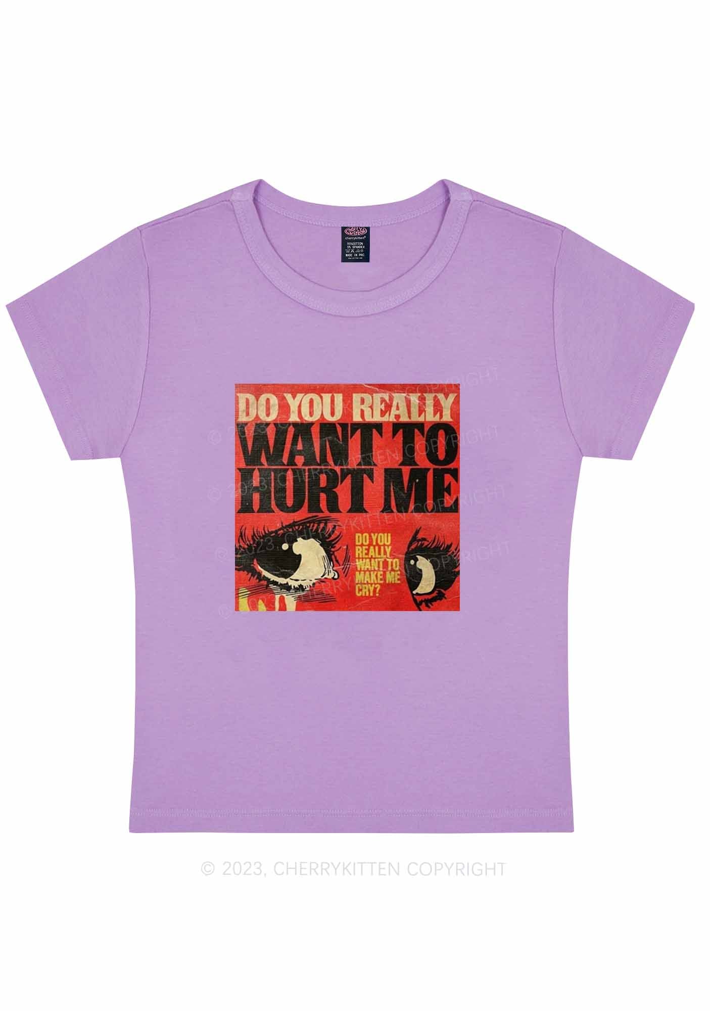 Curvy You Want Hurt Me Y2K Baby Tee Cherrykitten