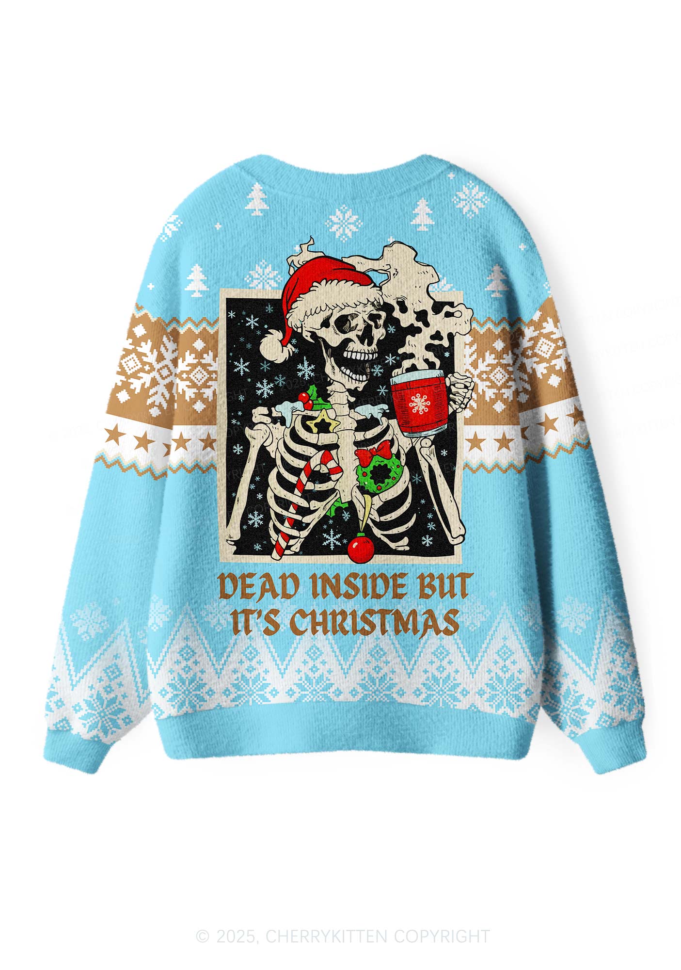Dead Inside Y2K Christmas Cardigan Knit Sweatshirt Cherrykitten
