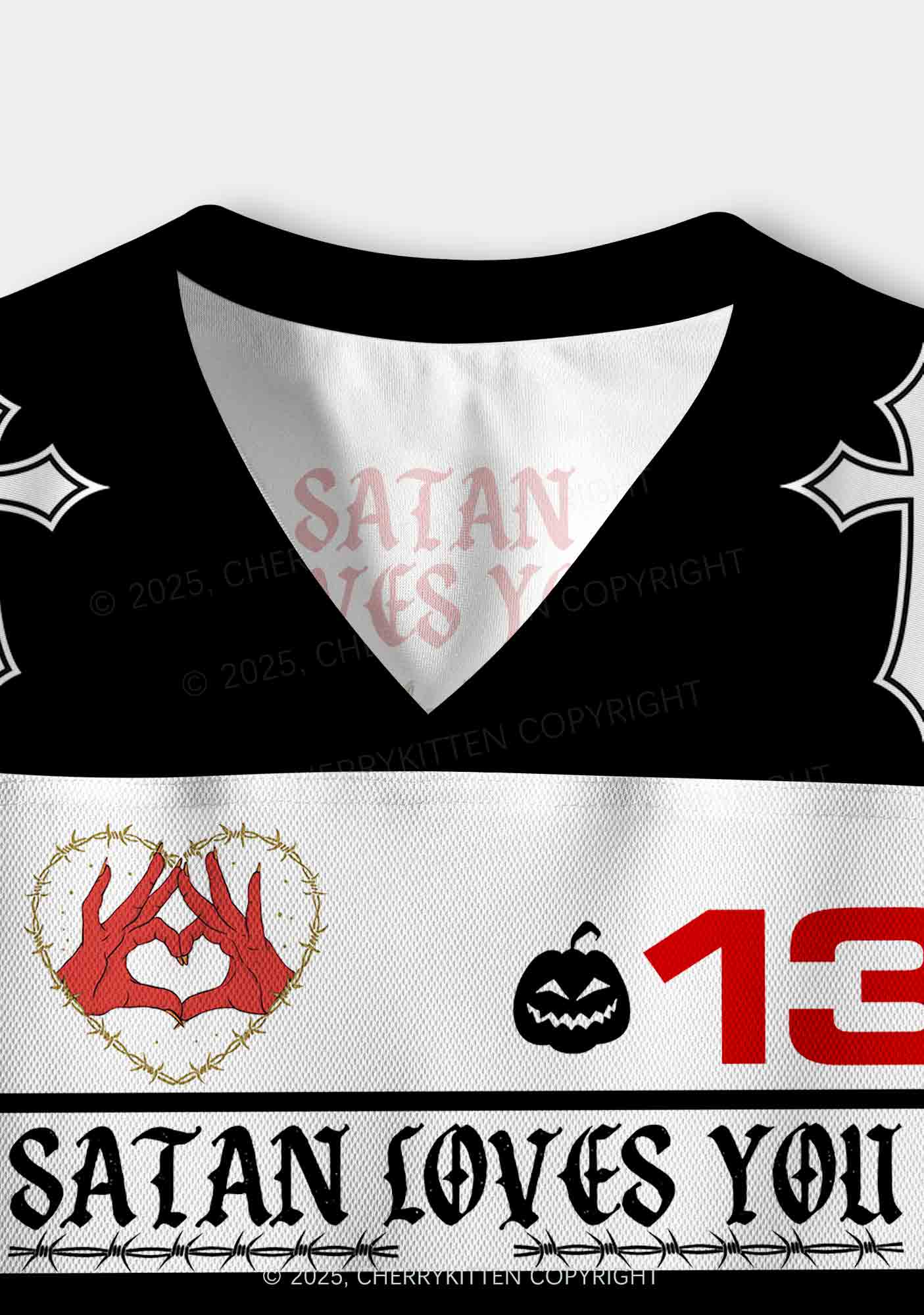 Halloween Custom Satan Loves Y2K Crop Sport Jersey Shirts Cherrykitten