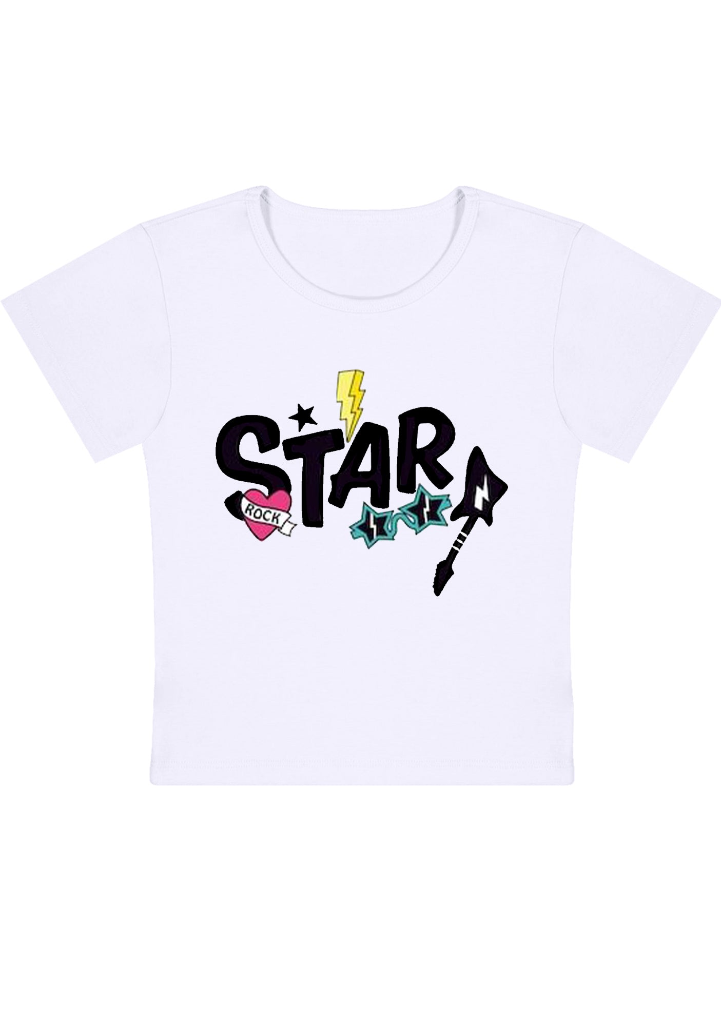 Rock Star Guitar Y2K Baby Tee