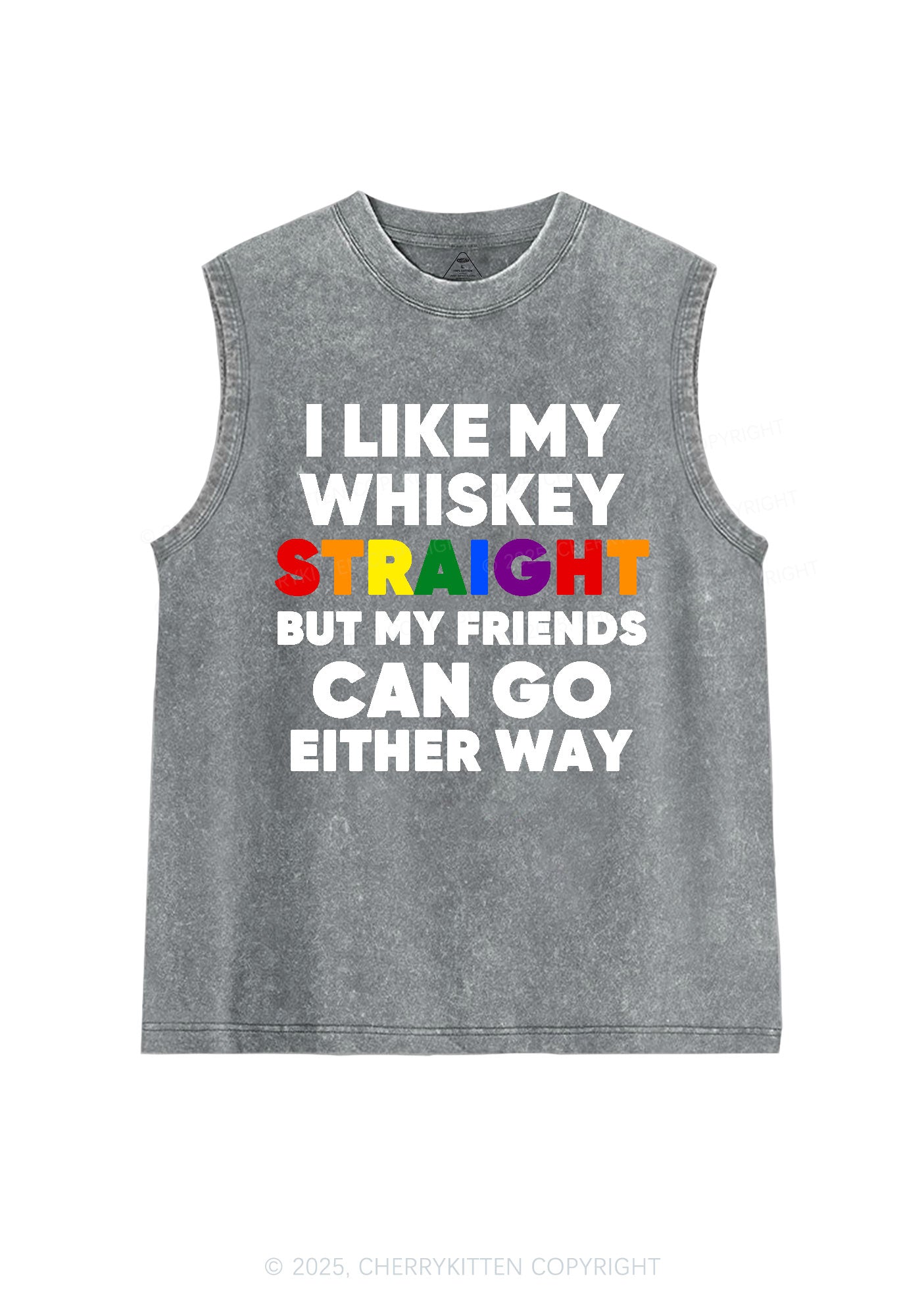 I Like Straight Pride Y2K Washed Muscle Tank Cherrykitten