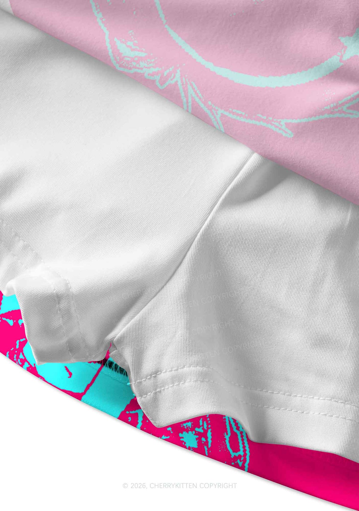Blue Anime Girl On Hot Pink Y2K Print Mini Skirt Cherrykitten