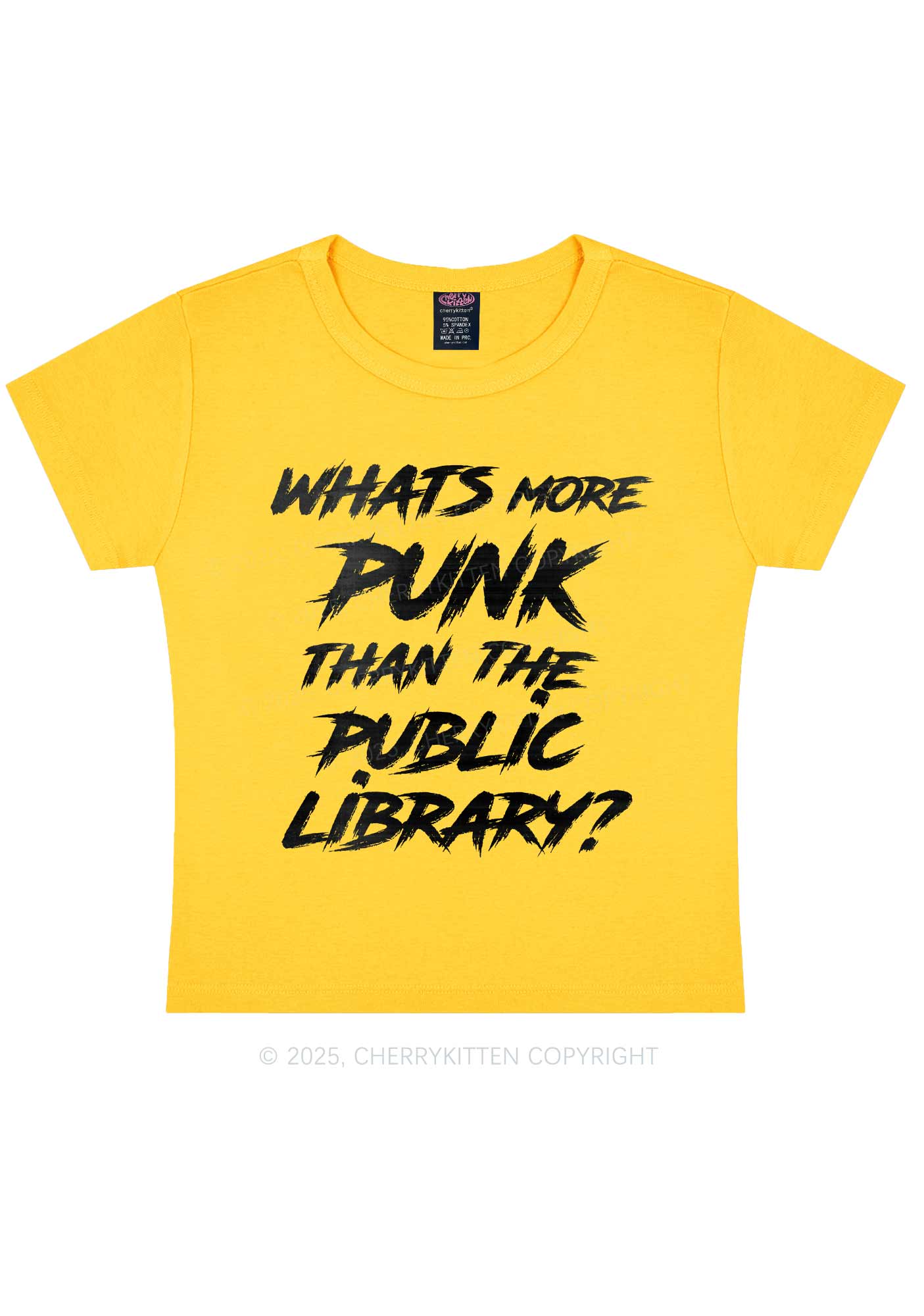 Punk Than Public Library Y2K Baby Tee Cherrykitten