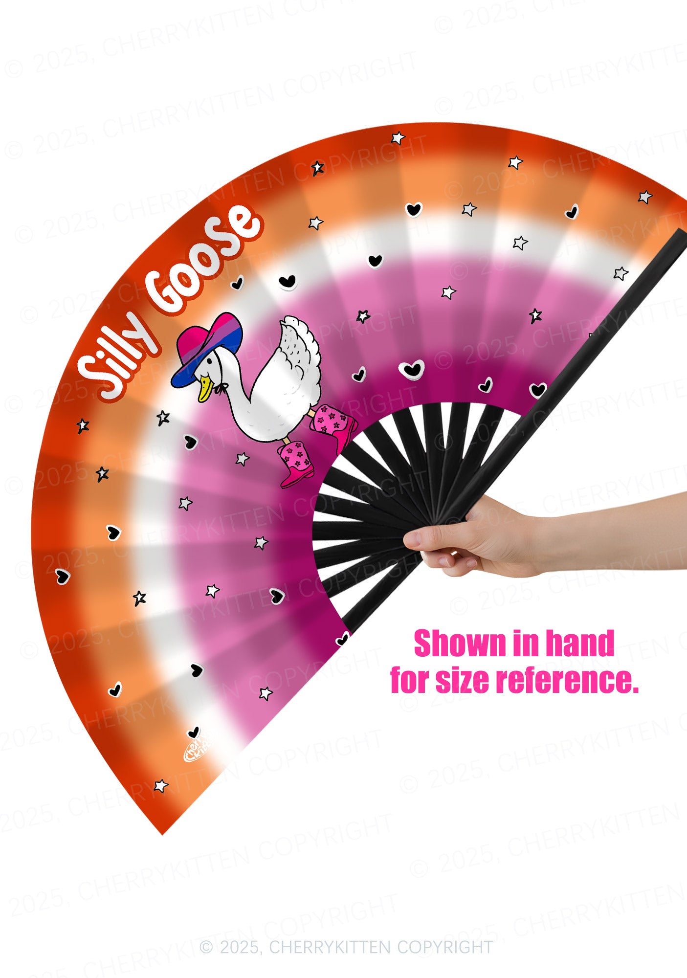 Bisexual Silly Goose Pride Y2K Rave Hand Fan Cherrykitten