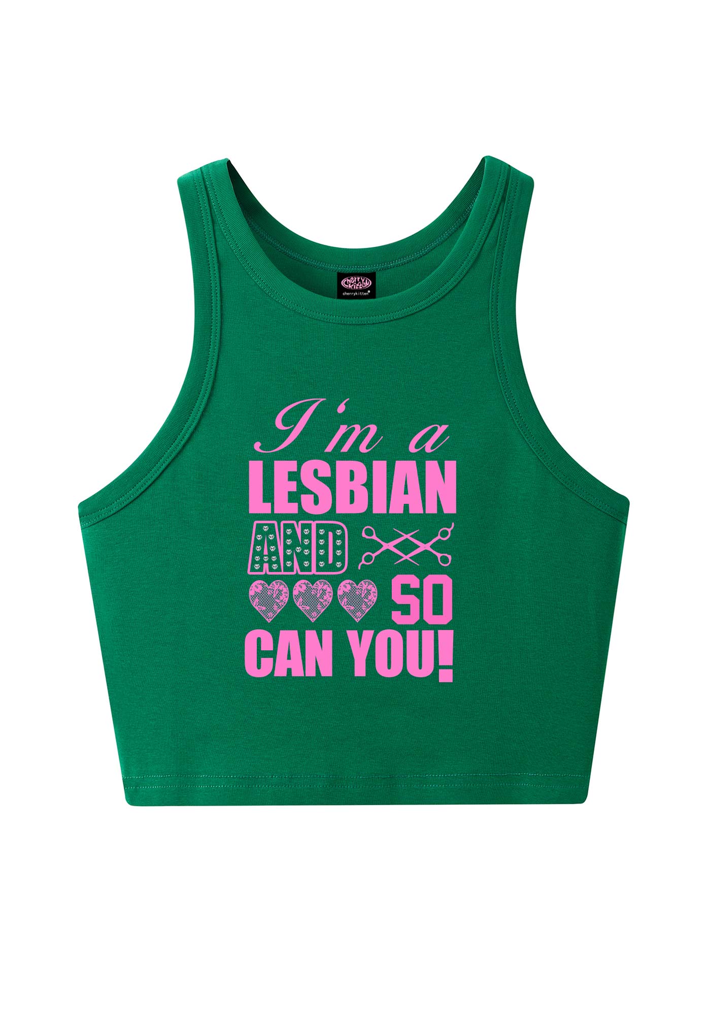 Im A Lesbian And So Can You Pride Y2K Crop Tank Top Cherrykitten