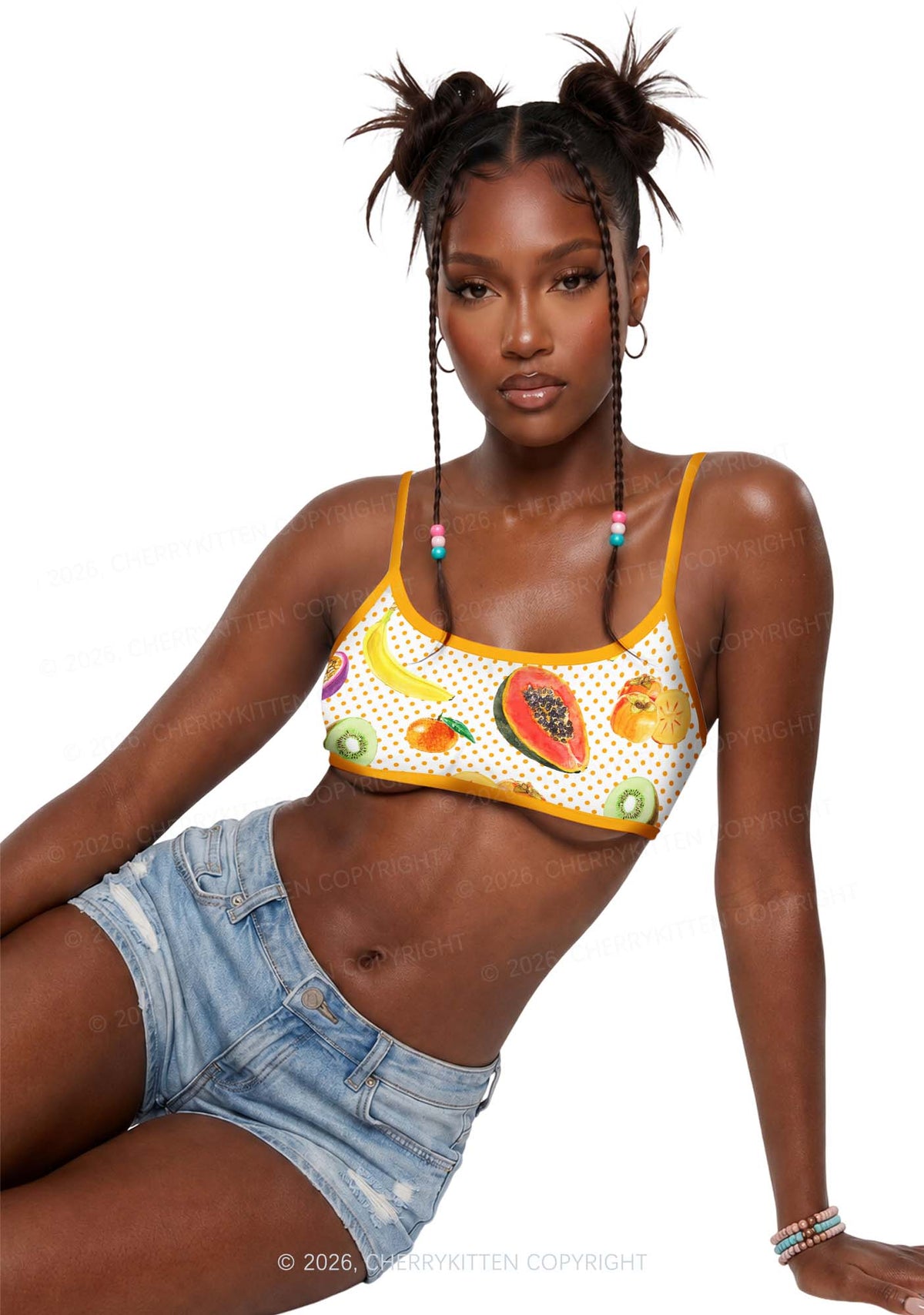 Fruity Dots Pride Y2K Print Super Crop Cami Cherrykitten
