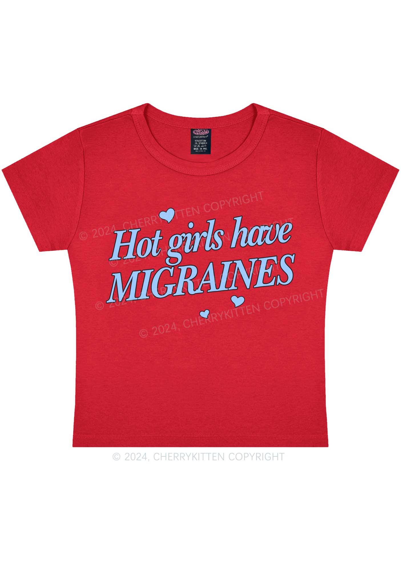 Hot Girls Have Migraines Y2K Baby Tee Cherrykitten