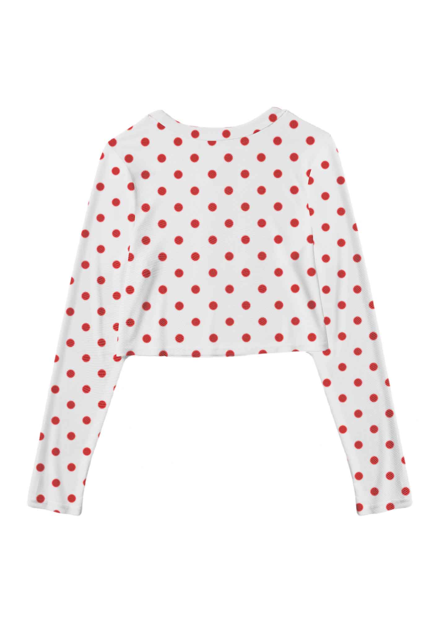 Dots Red Corset Y2K Mesh Long Sleeve Crop Top Cherrykitten