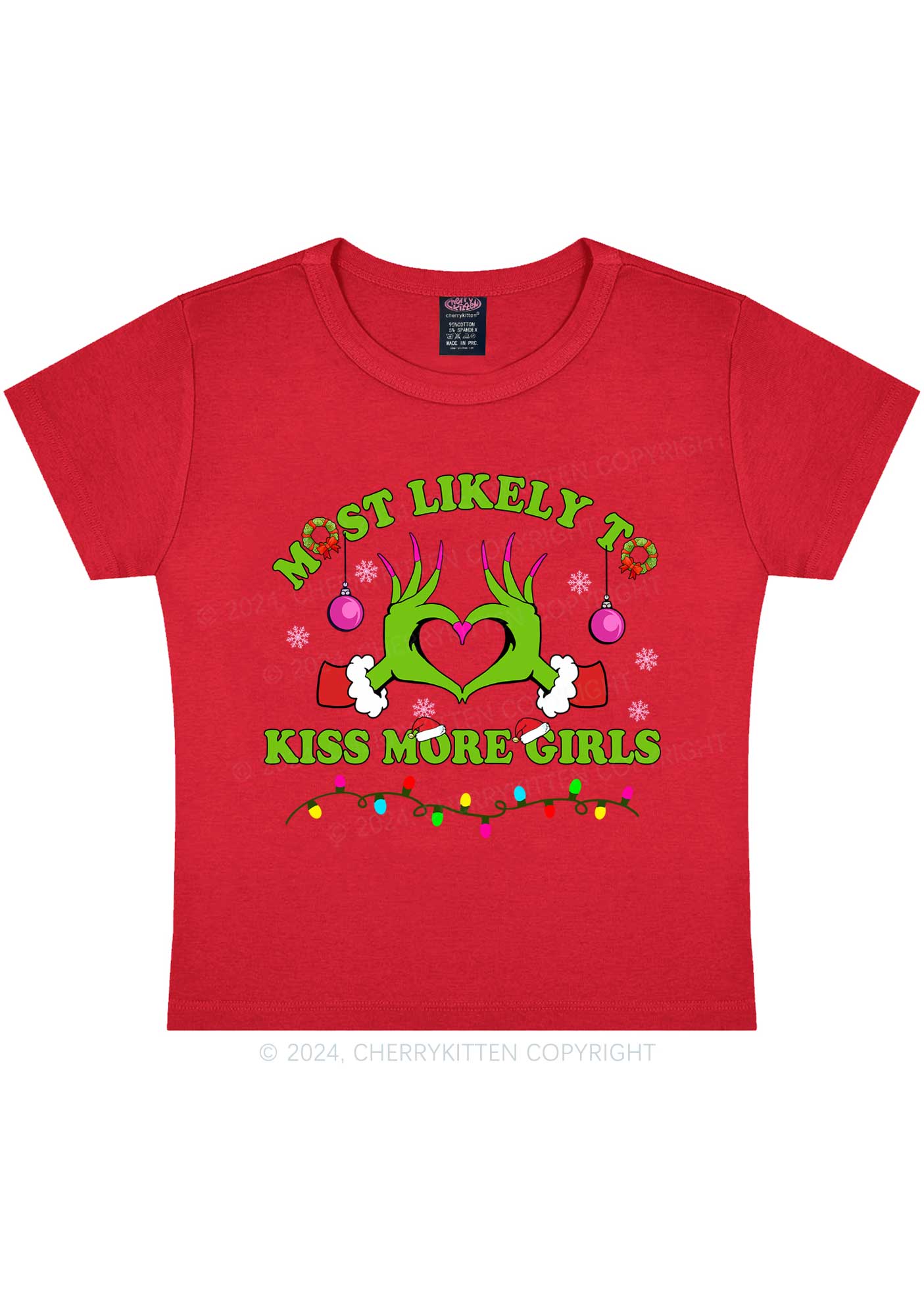 Christmas Most Likely To Custom Text Y2K Baby Tee Cherrykitten