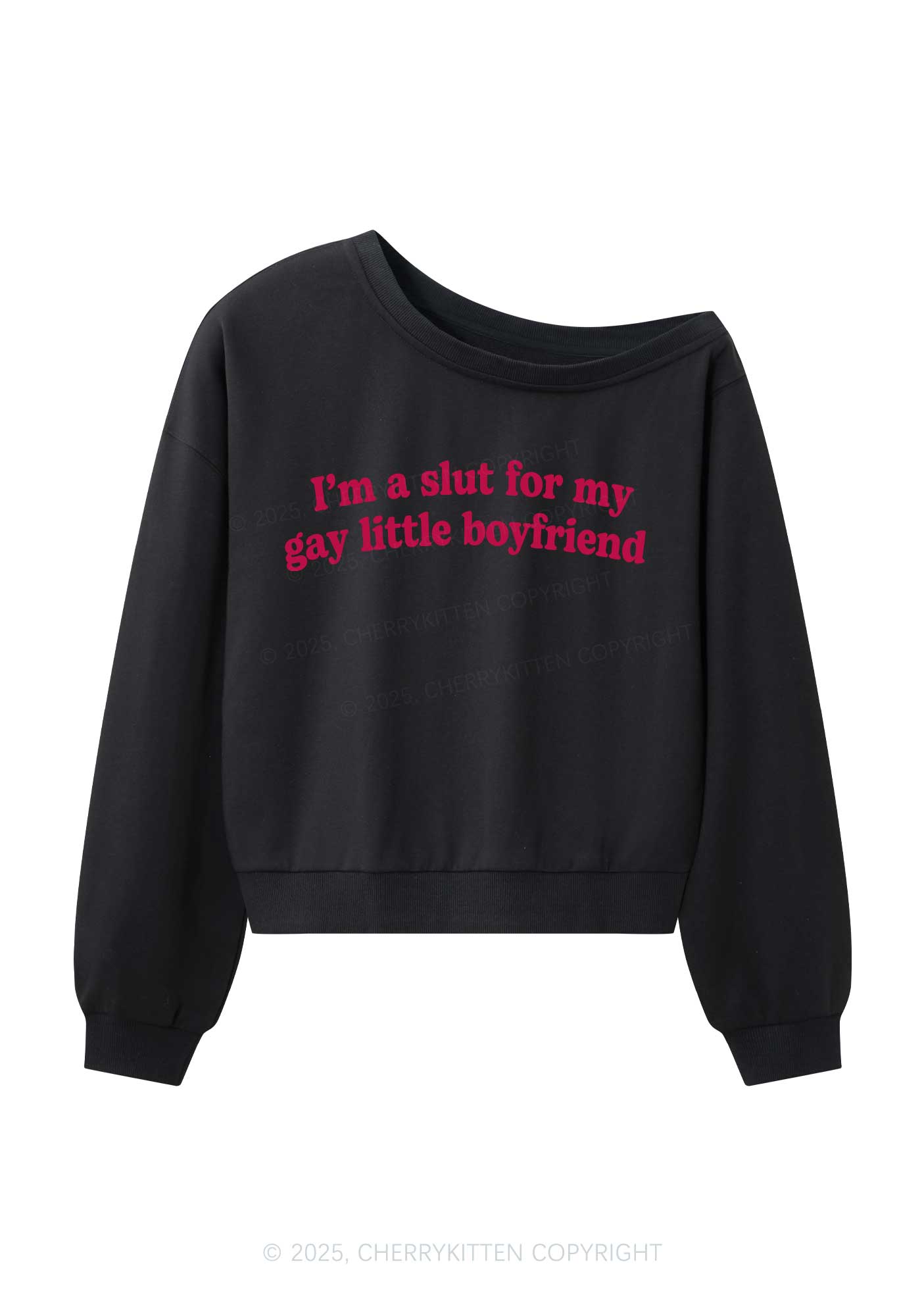 Slxt For My Gay BF Y2K Off Shoulder Sweatshirts Cherrykitten