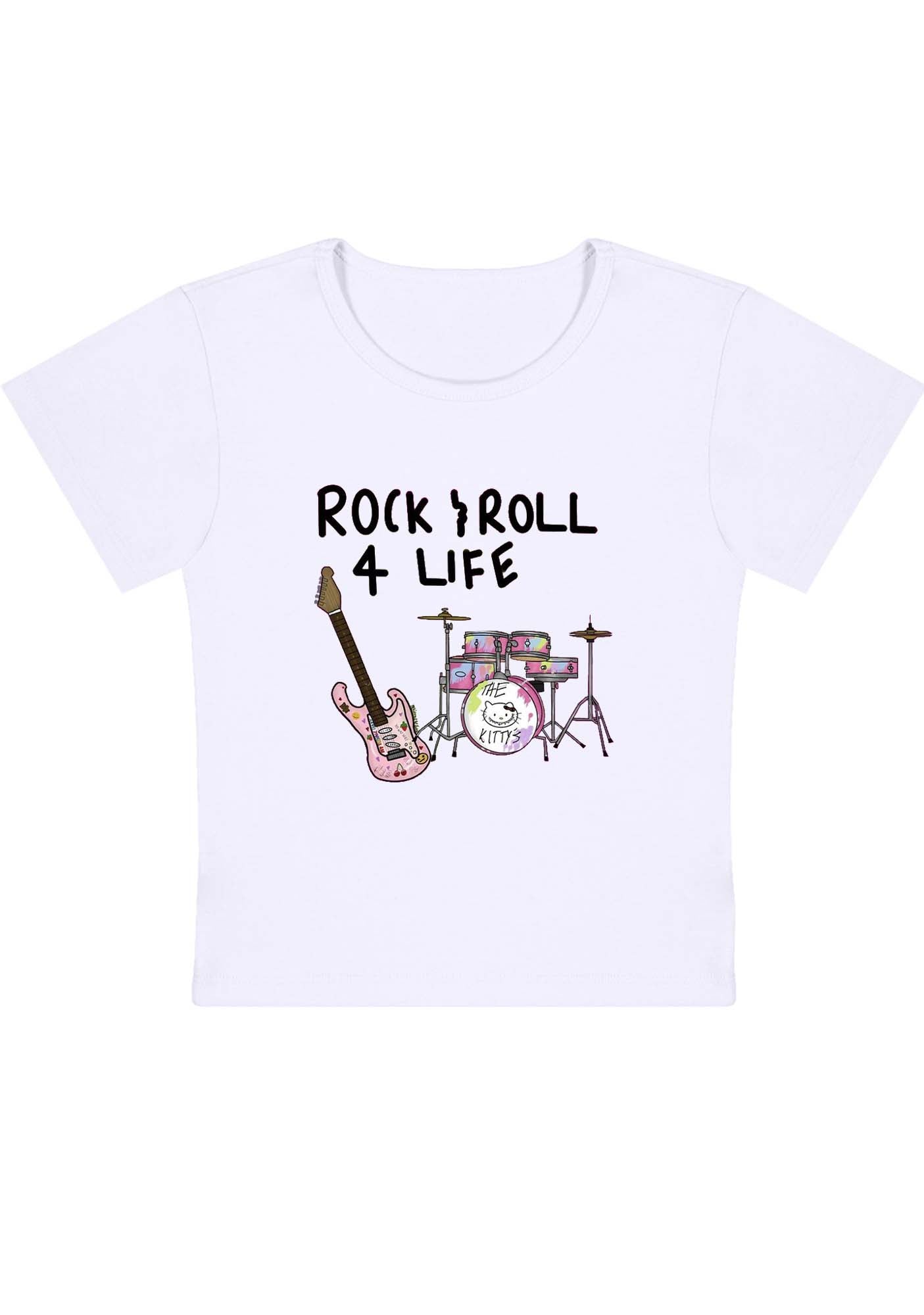 Rock Roll 4 Life Y2K Baby Tee