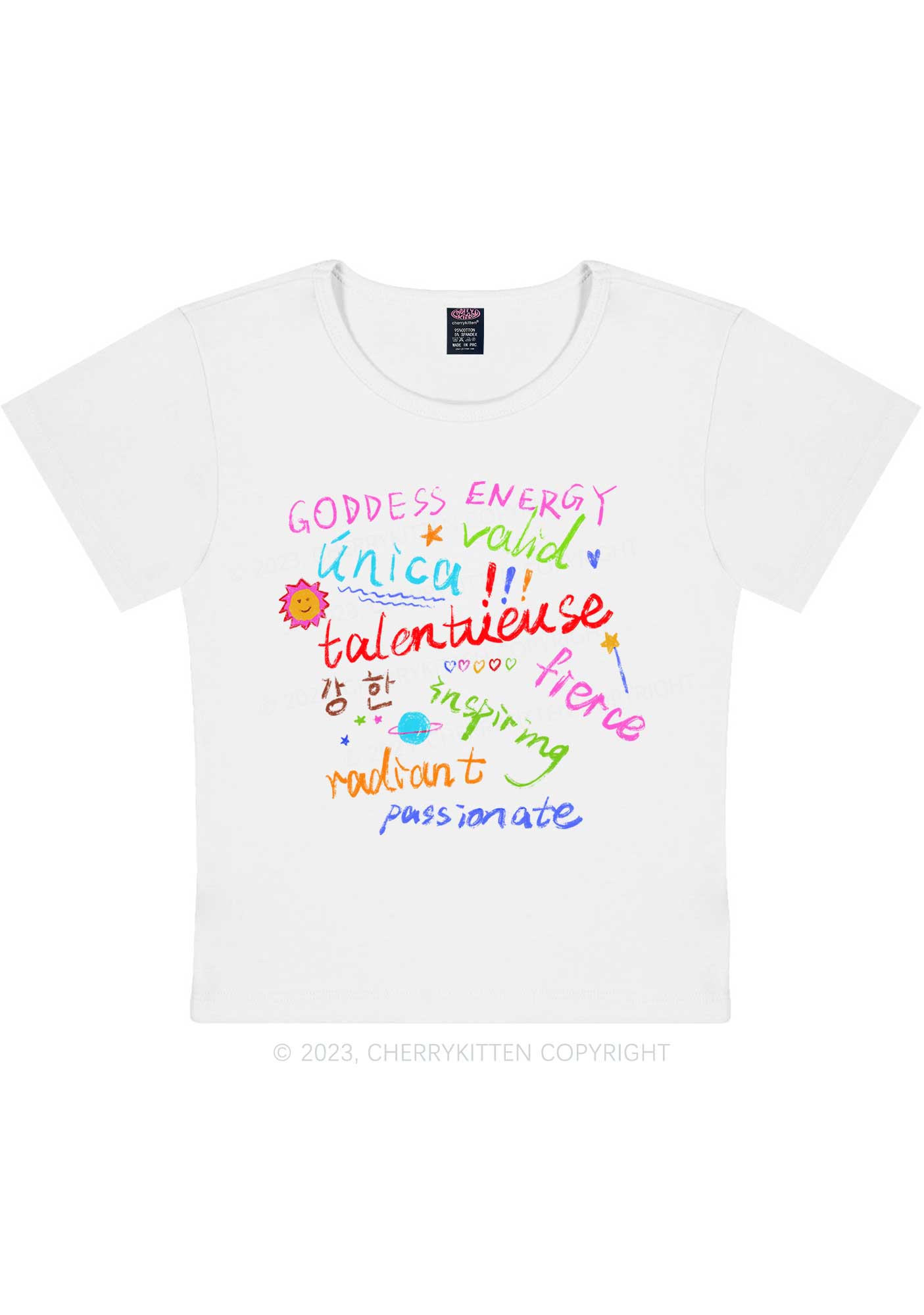 Curvy Goddess Energy Y2K Baby Tee Cherrykitten