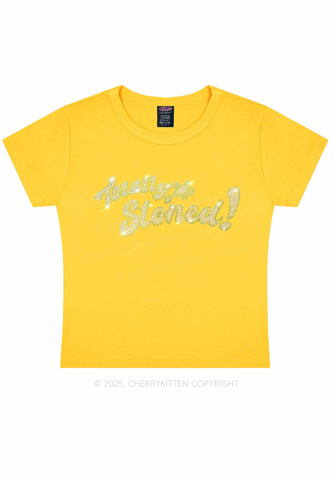 Rhinestone Totally Stoned Y2K Baby Tee Cherrykitten