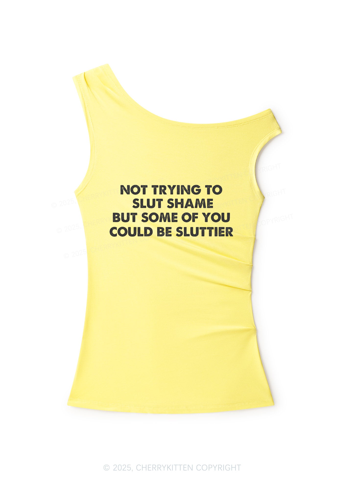 Not Trying To Slxt Shame Y2K Off Shoulder Tank Top Cherrykitten