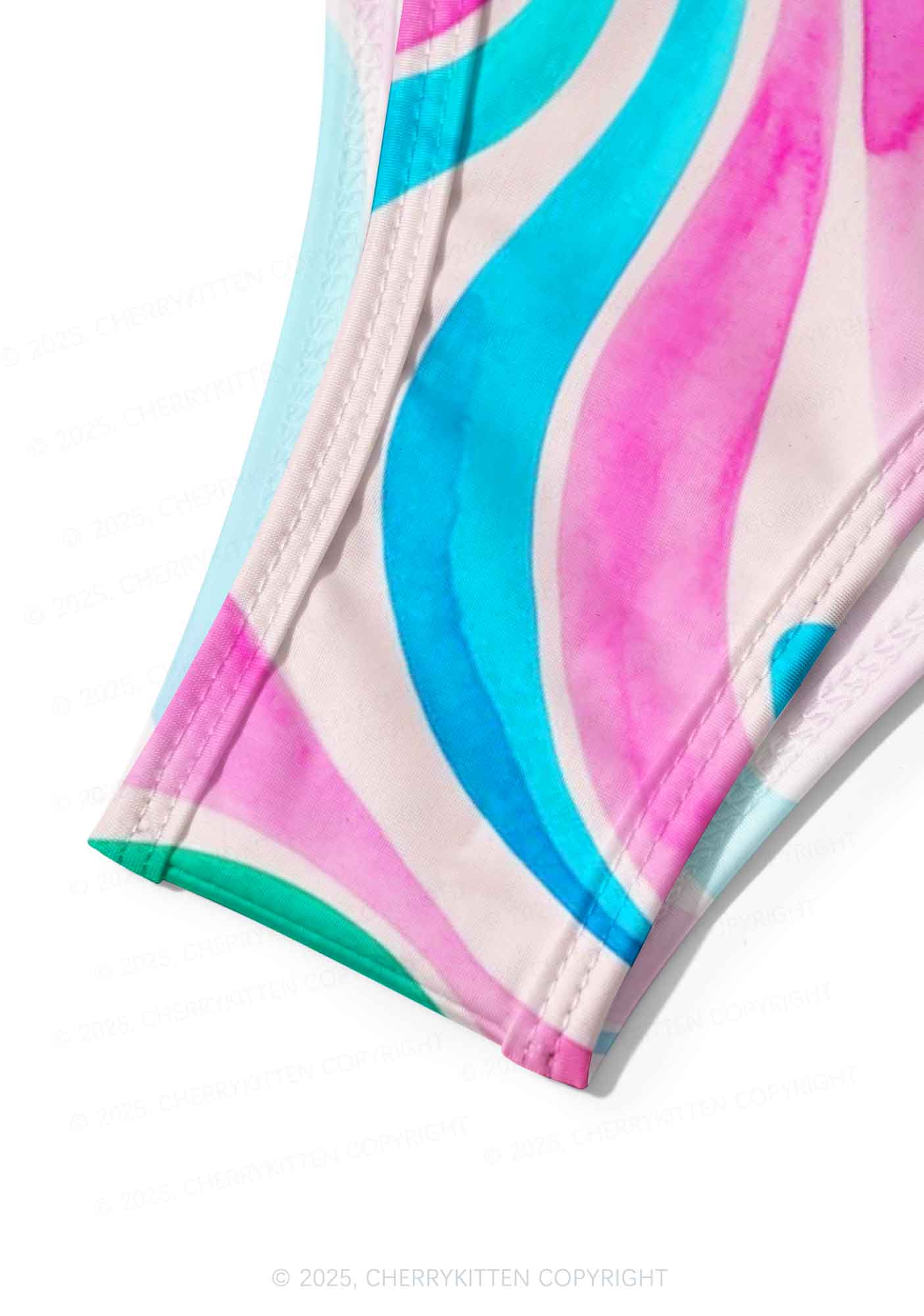Rainbow Ripple Art Y2K Print Bikini Set Cherrykitten