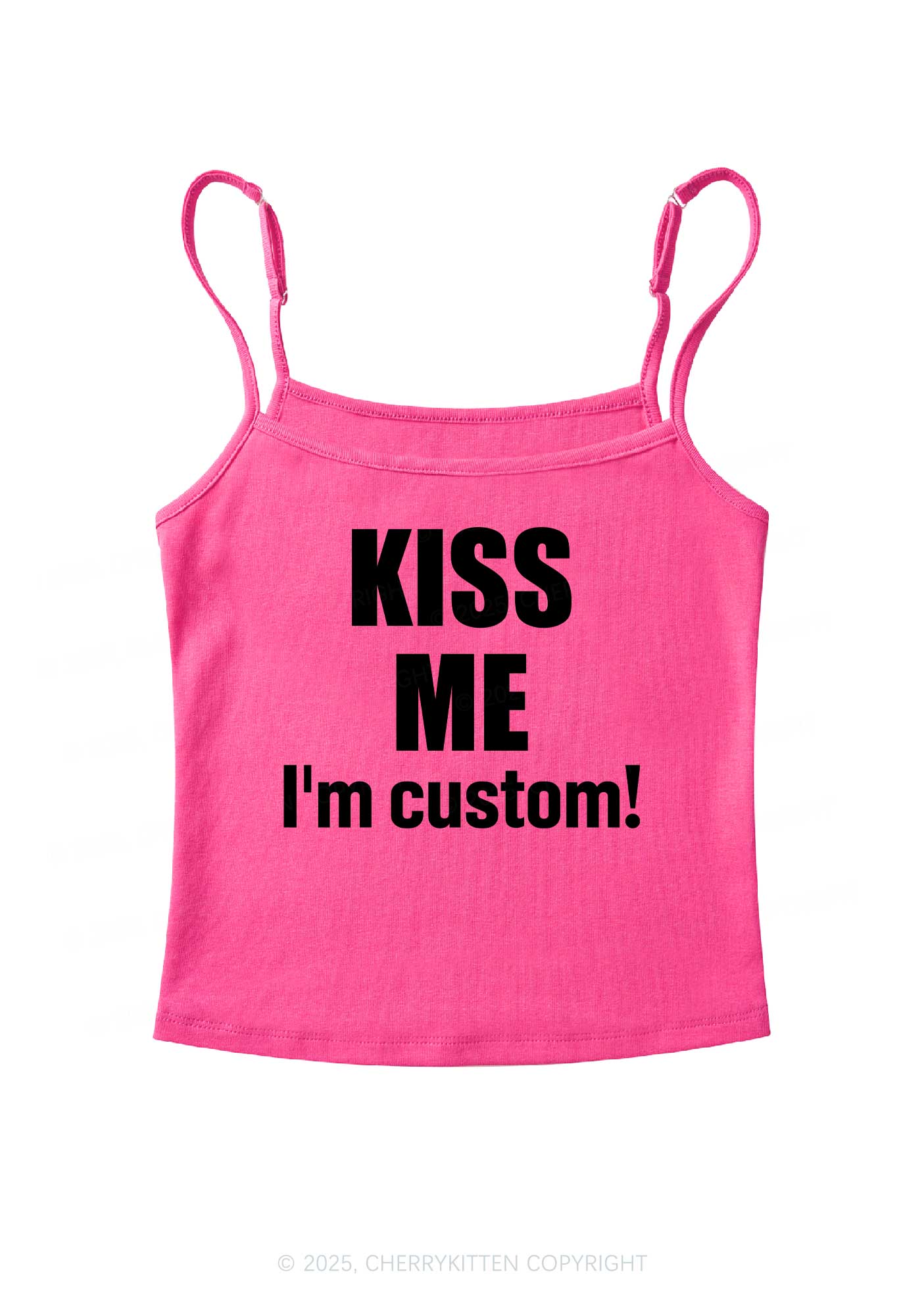 Kiss Me Im Custom Y2K Spaghetti Strap Cami Cherrykitten