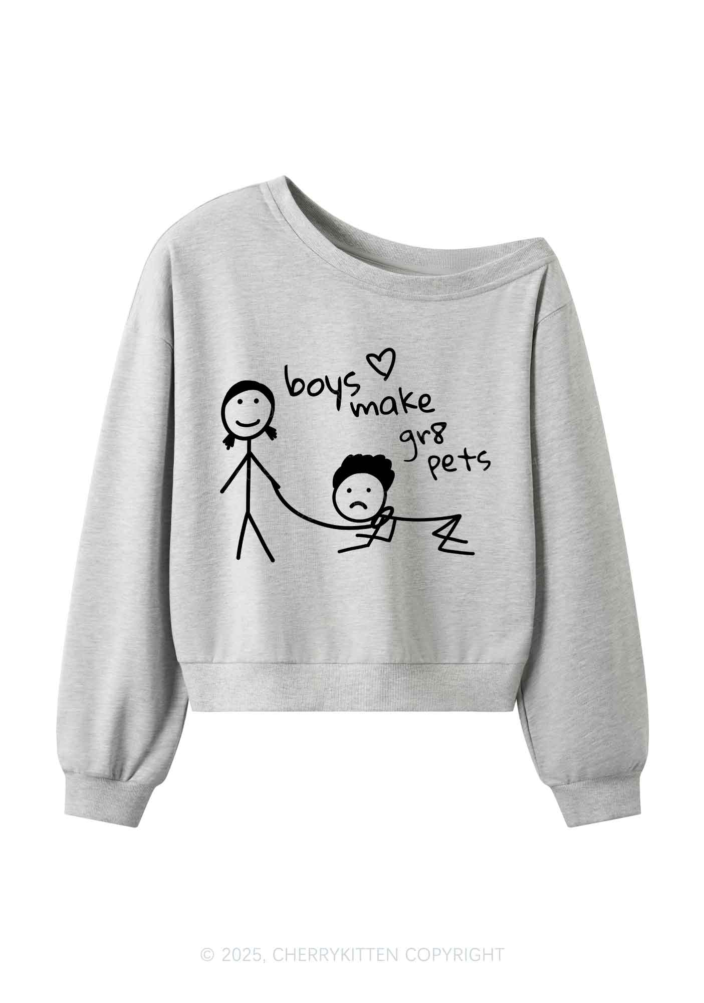 Boys Make Gr8 Pets Y2K Off Shoulder Sweatshirts Cherrykitten