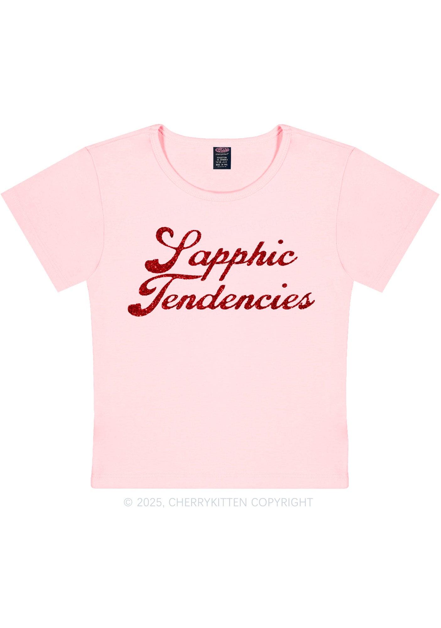 Glitter Sapphic Tendencies Pride Y2K Baby Tee Cherrykitten