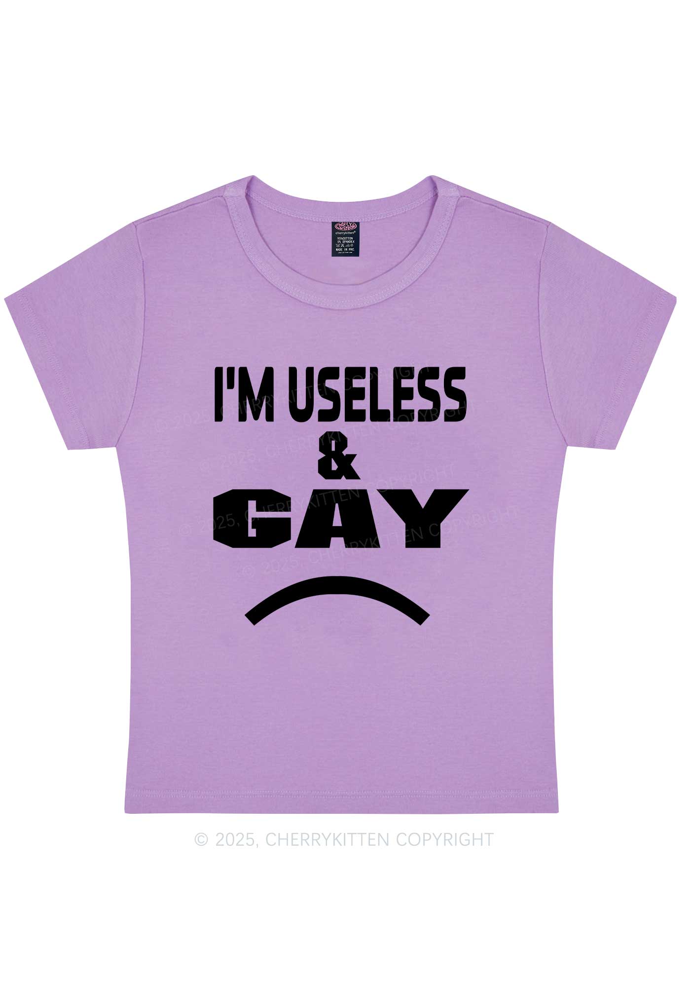Useless Gay Pride Y2K Baby Tee Cherrykitten