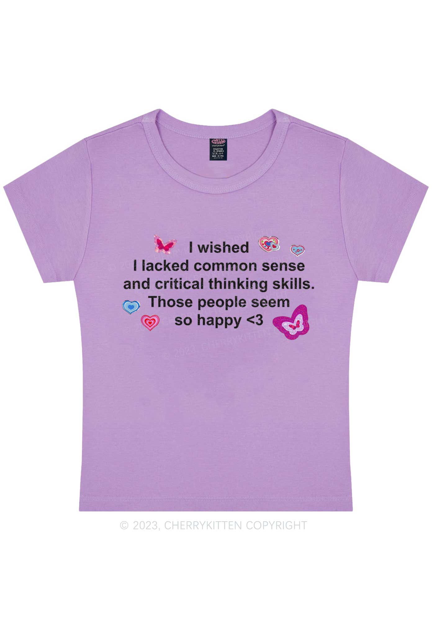 Lacked Critical Thinking Skills Y2K Baby Tee Cherrykitten