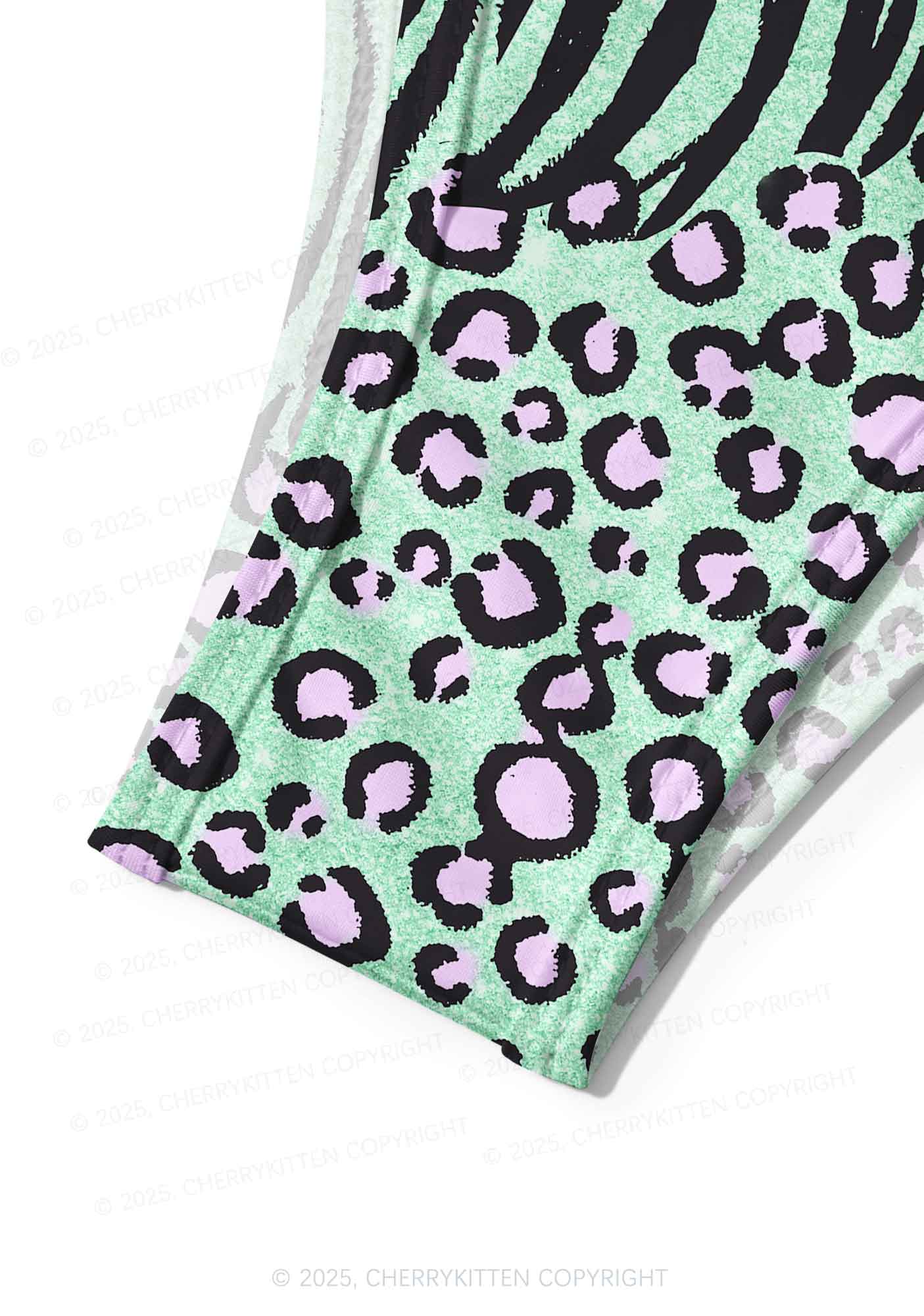Green Zebra Pink Leopard Y2K Print Bikini Set Cherrykitten