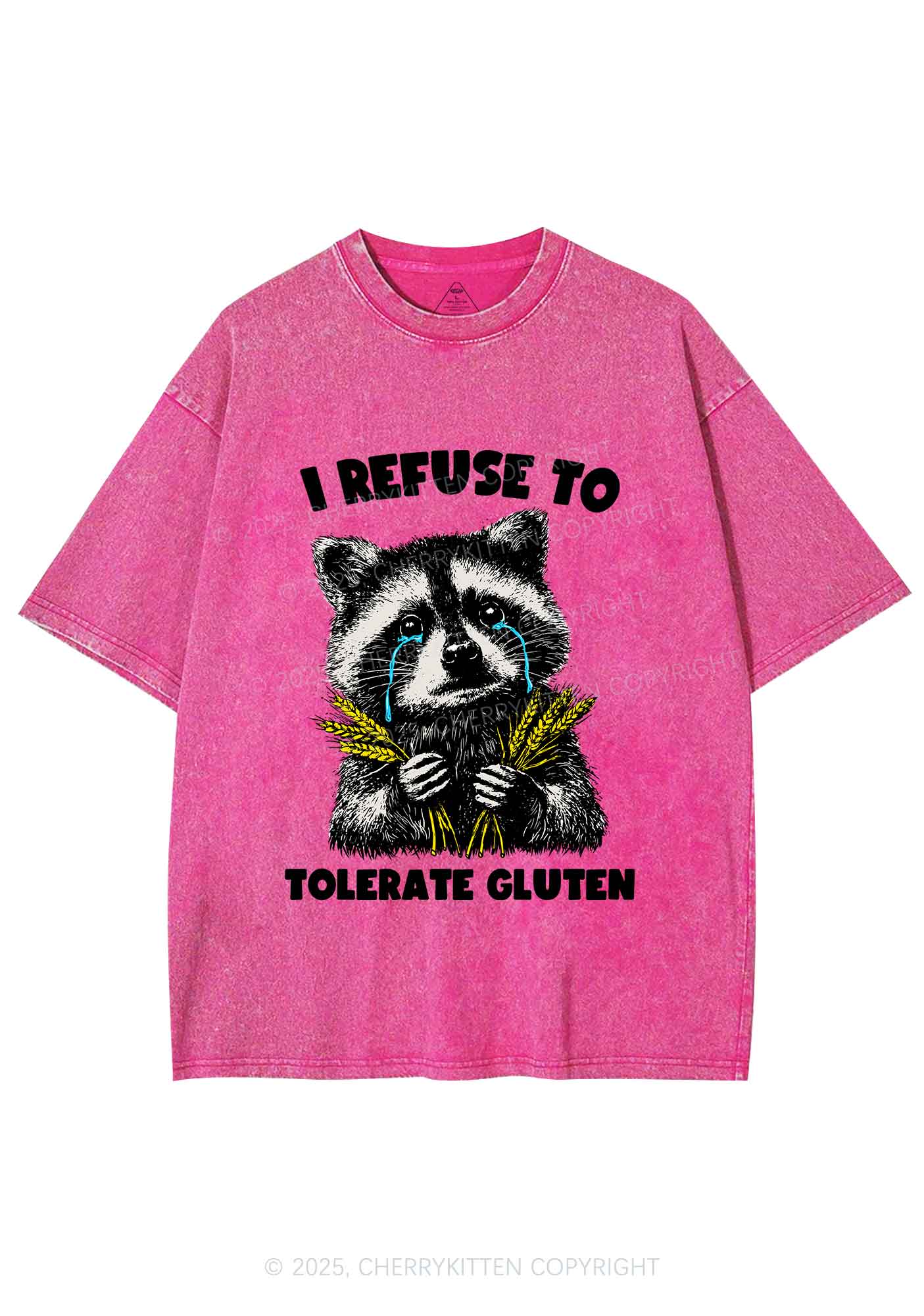 Refuse To Tolerate Gluten Y2K Shirts Washed Tee Cherrykitten