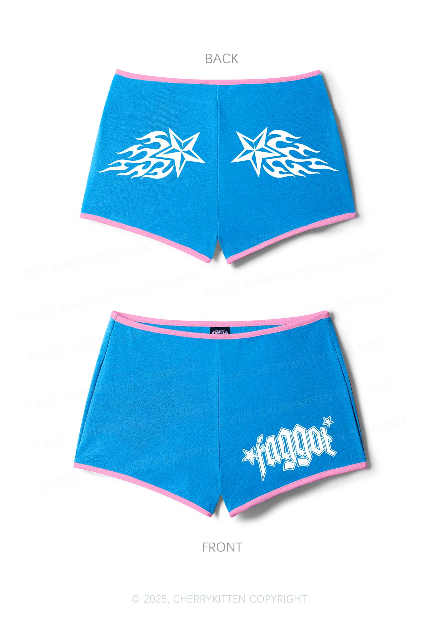 Faggot Star Pride Y2K Booty Shorts Cherrykitten