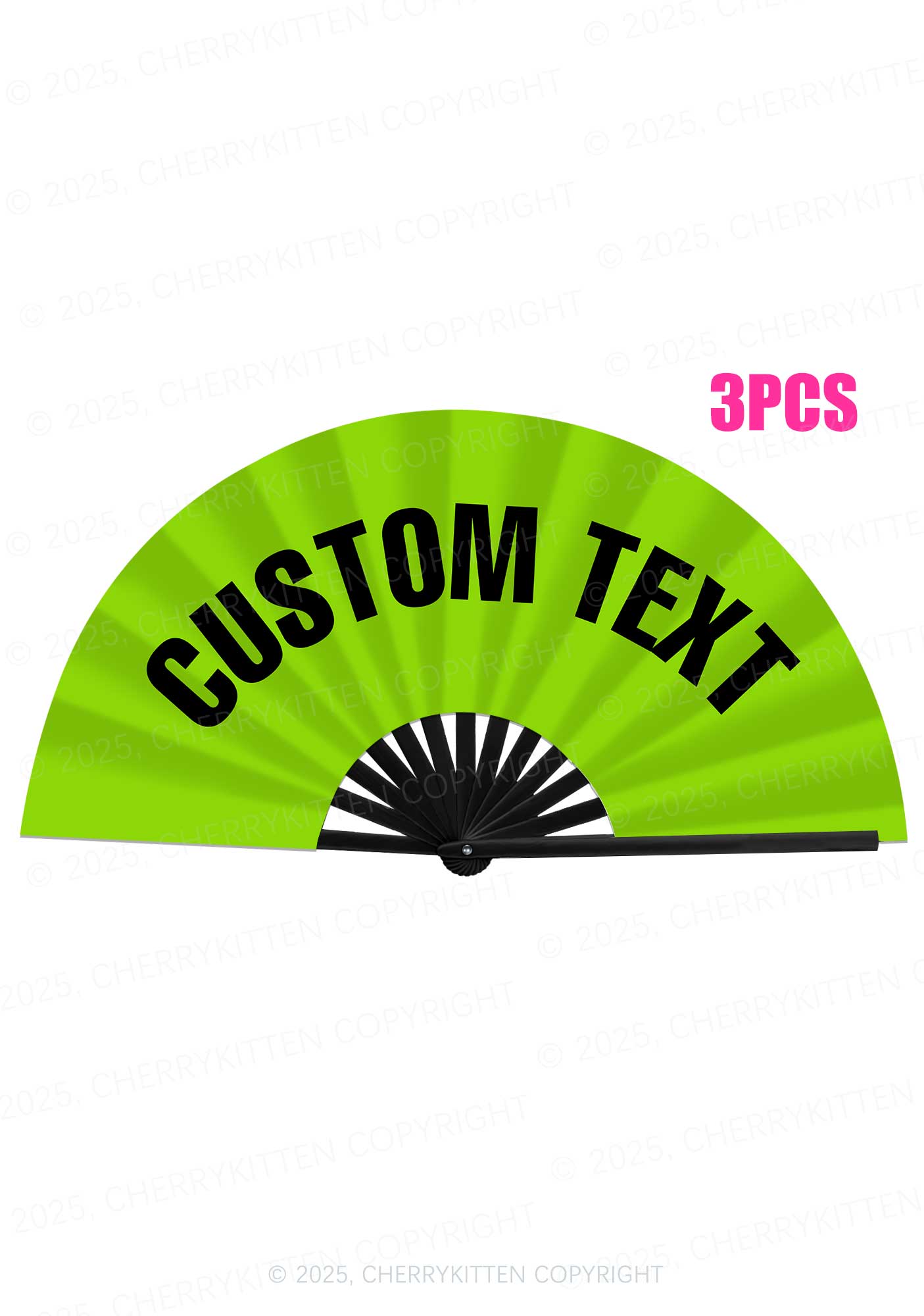 Custom Text Y2K Rave Hand Fan Cherrykitten