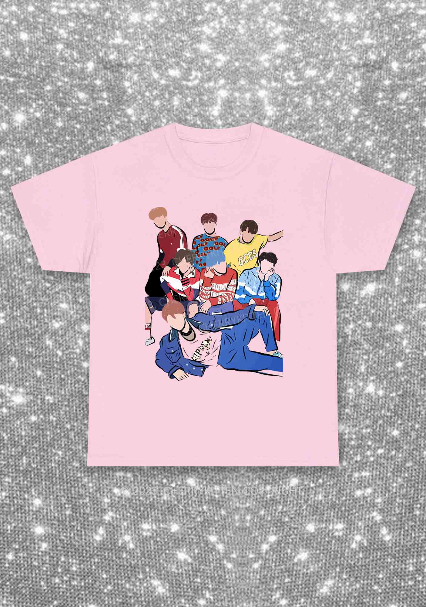 Bangtan Group Kpop Y2K Chunky Shirt Cherrykitten