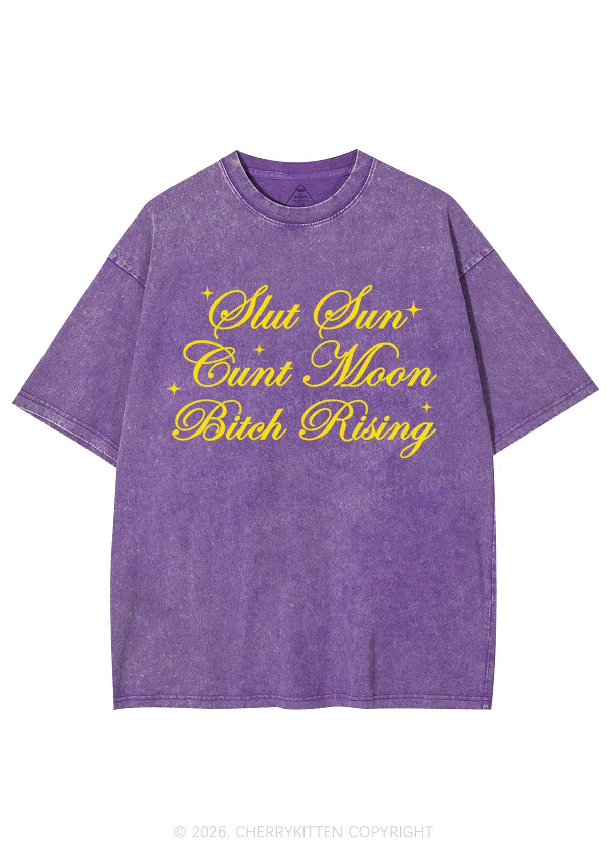 Slxt Sun Cxxt Moon Bxtch Rising Y2K Shirts Washed Tee Cherrykitten